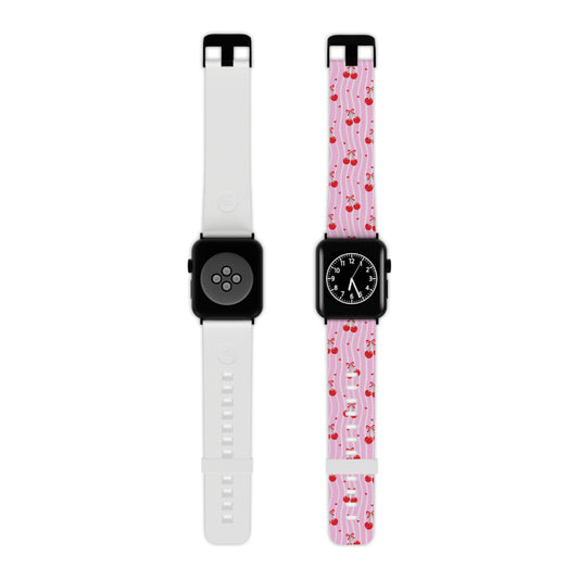 Cherry Blossom Dreams Apple Watch Band — Pink Retro Cherry Silicone Strap