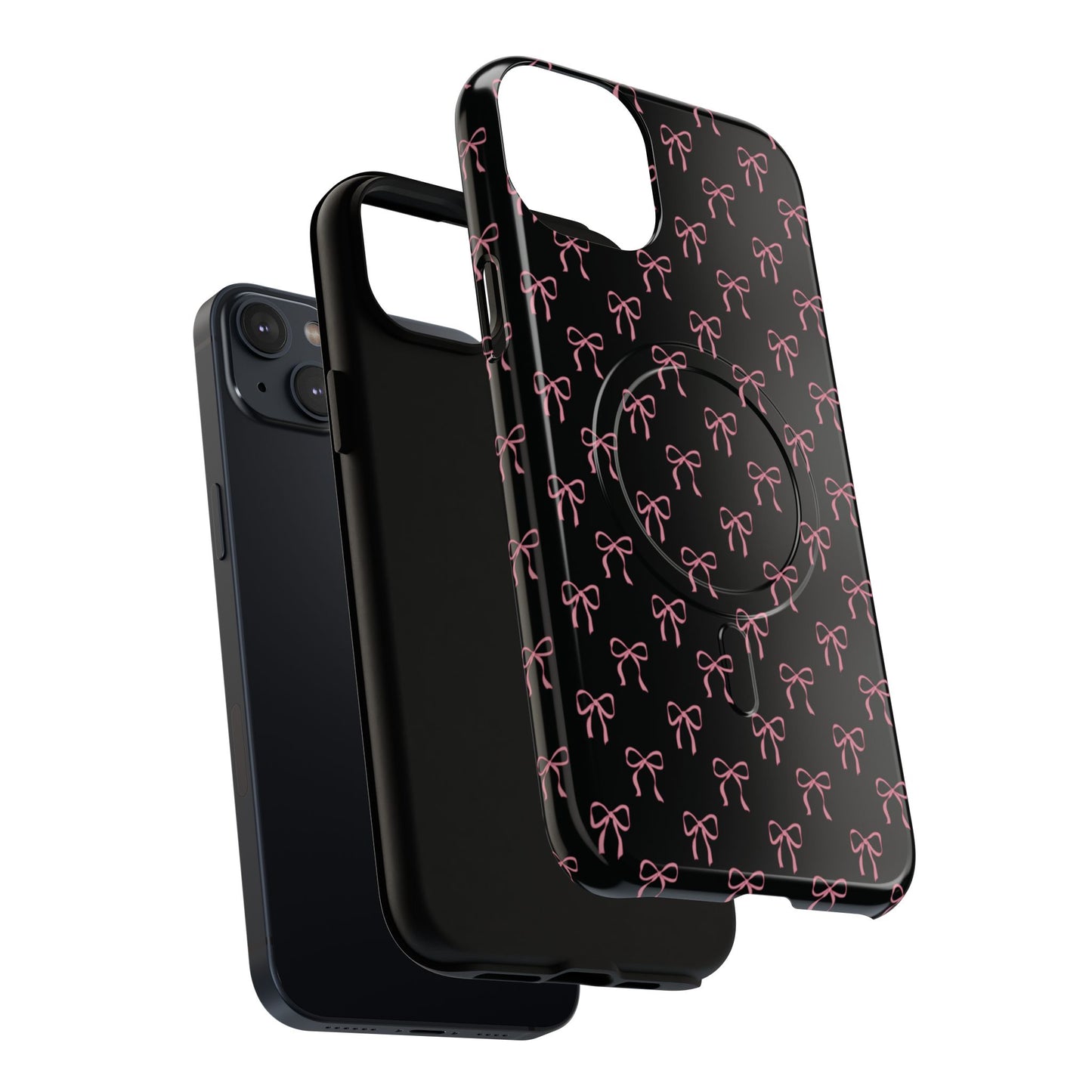 Coquette Chic Bow-Patterned Tough Magnetic iPhone Case, Stylish Gift for Her, Protective iPhone Cover, Trendy Accessory, iPhone Birthday Gift, Fashionable Tech