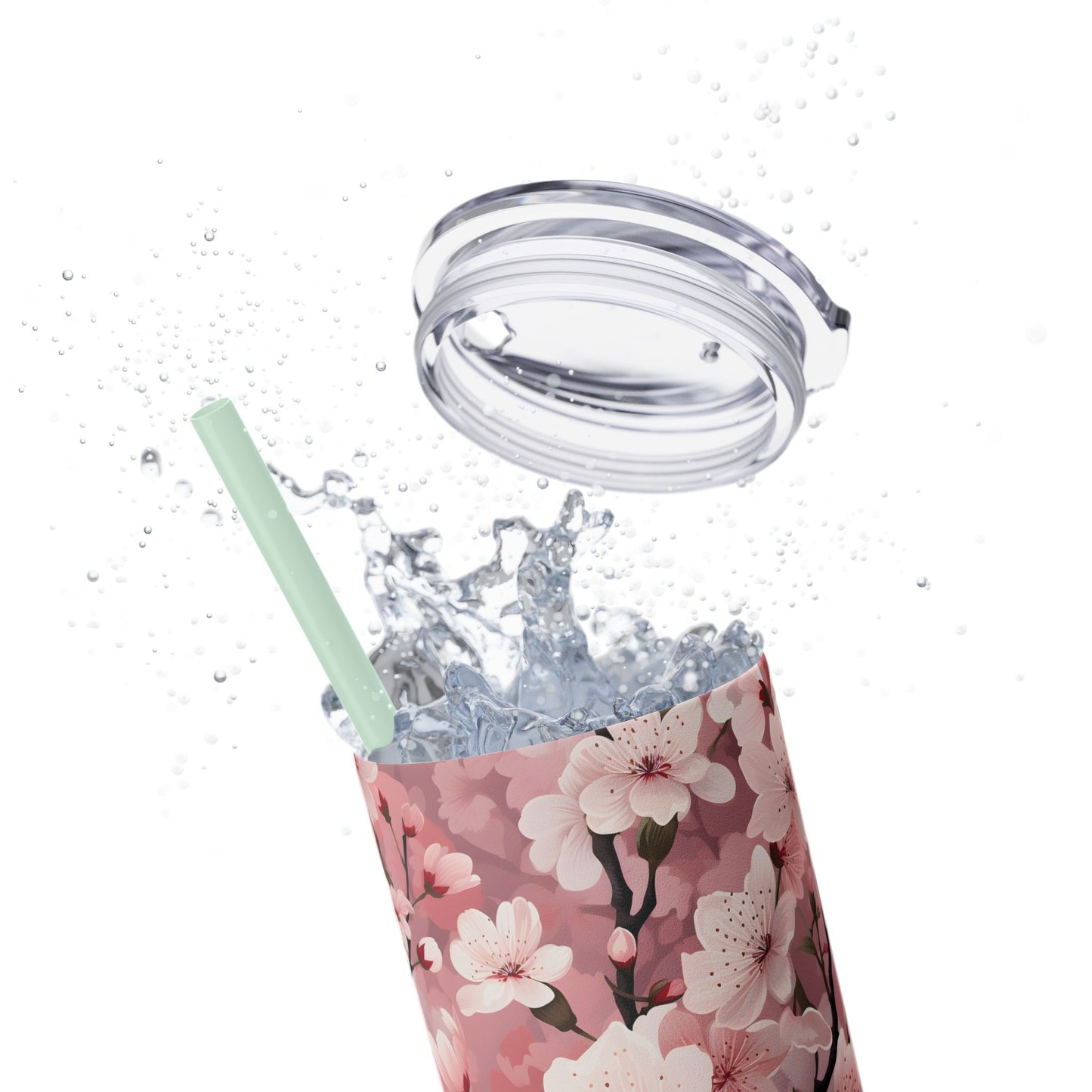 Cherry Blossom Skinny Tumbler with Straw - 20oz Floral Drinkware