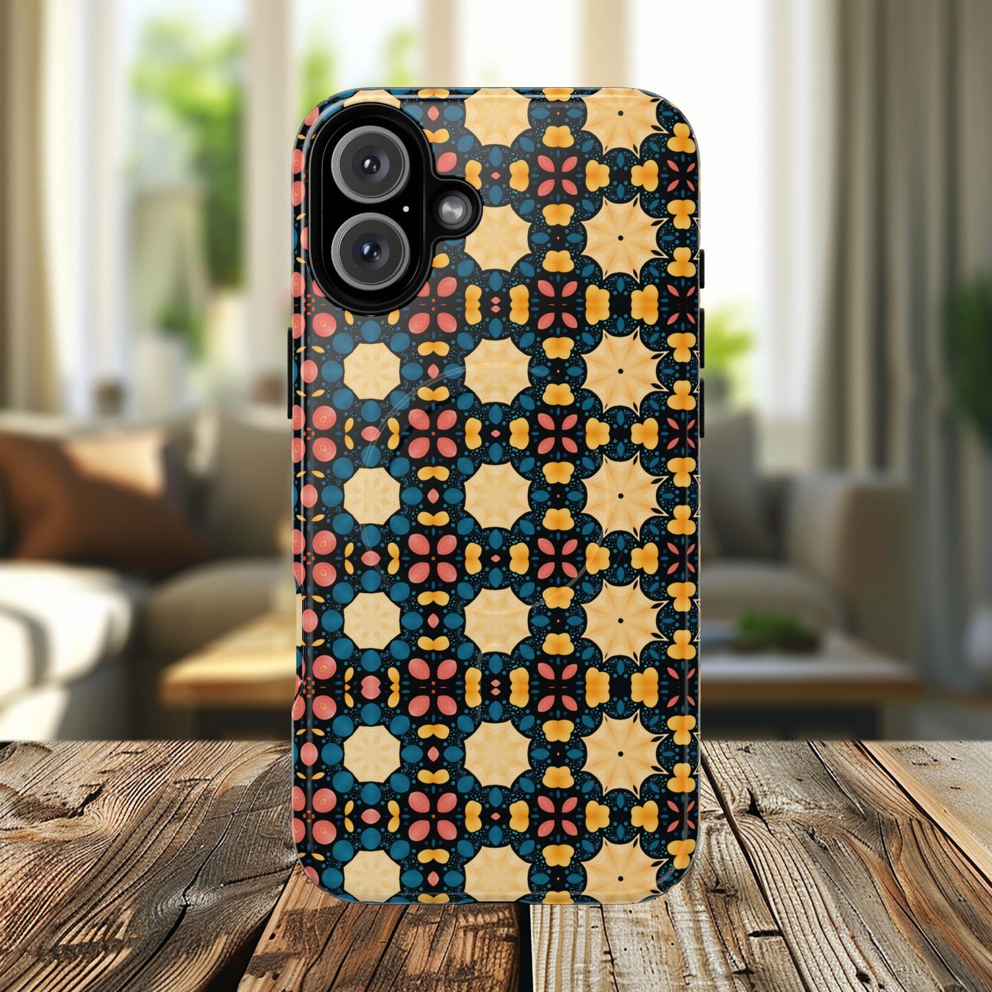 Celestial Spice Tiling Colorful Tough Magnetic iPhone Case, Unique iPhone Cover, Artistic Mobile Shell, Durable Design Accessory, Trendy Gift Idea, MagSafe® iPhone Case.