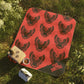 Eagle Pattern Picnic Blanket — Red & Black Outdoor Blanket with Custom Corner Name