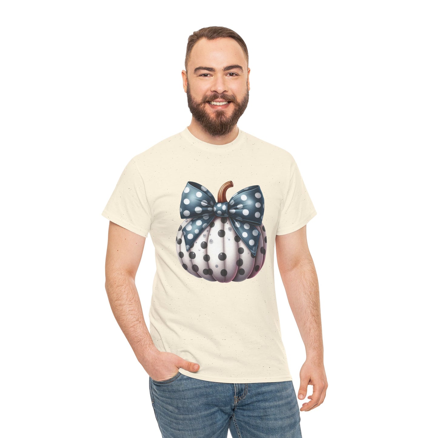 Polka Dot Pumpkin Charm Unisex Heavy Cotton Tee