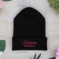 Pink Embroidered 'ELOHIM, GENESIS 1:1' Classic Cuffed Beanie - Cozy Winter Hat, Streetwear Accessory, Personalized Gifts, Religious Apparel, Unisex Beanie