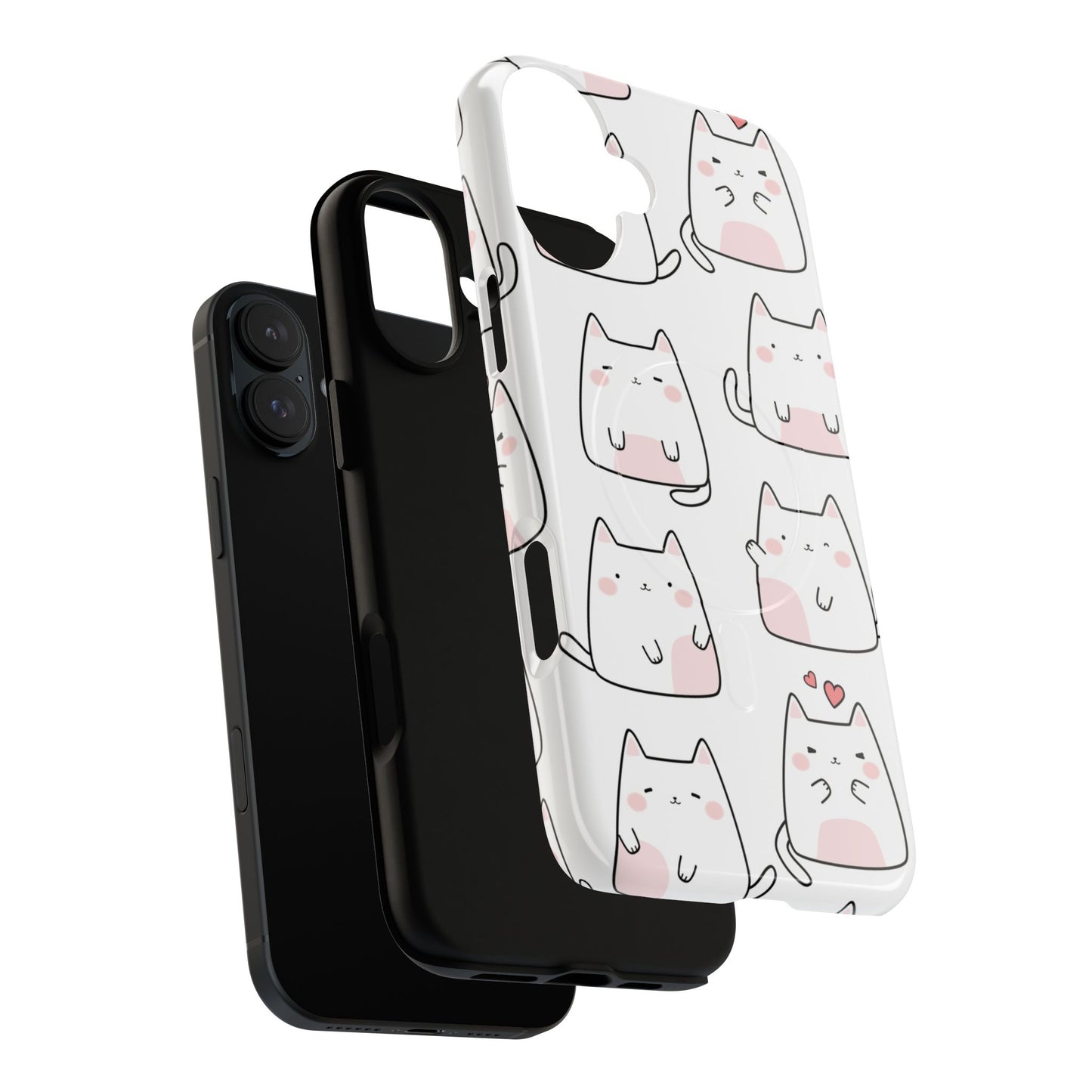 Cute Kawaii Cat Tough Magnetic iPhone Case, Cute Cat Lover Gift, Kawaii iPhone Cover, Tough iPhone Case, Unique Pet Themed Accessory,