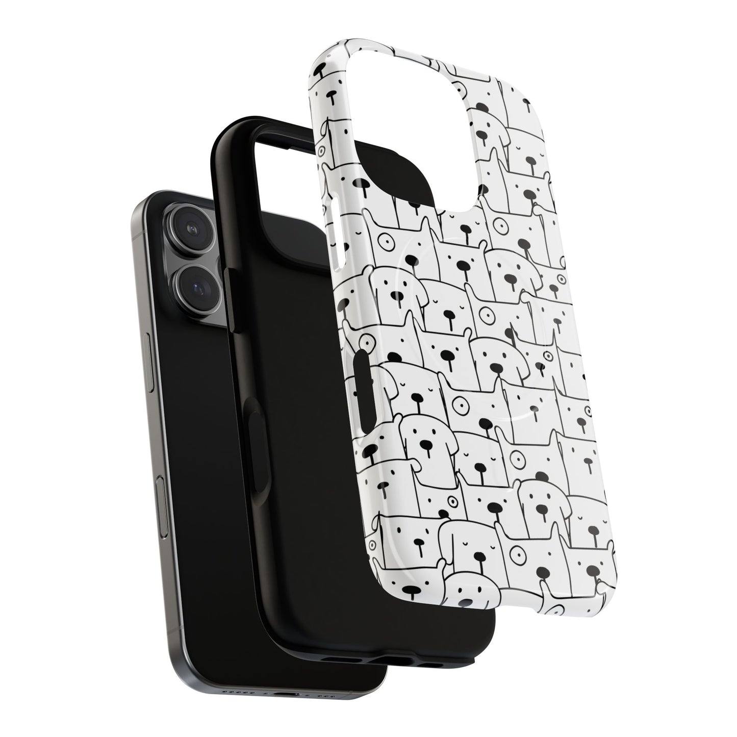 Cute Woof Line-Up iPhone Case, Tough Magnetic Case for Pet Lovers, Stylish Phone Accessory, Gift for Dog Owners, Protective Pet Case