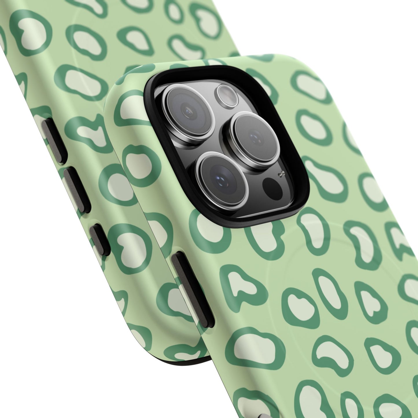 Chic Leopard Print iPhone Cases | Tough Magnetic Cases, iPhone Protection, Animal Print, Stylish Tech Accessories, Green iPhone Case