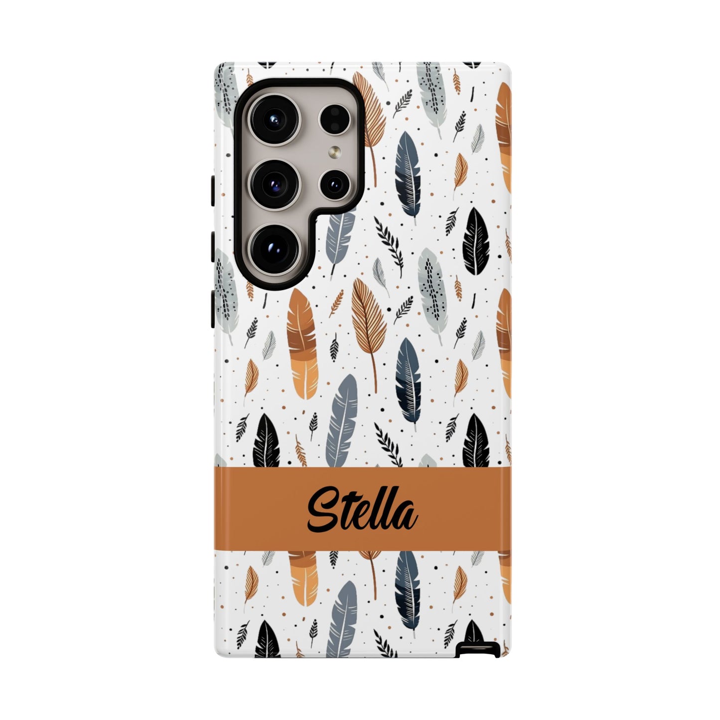 Personalized Whispering Feathers Samsung, Google Pixel and iPhone Case, Custom Name Case.