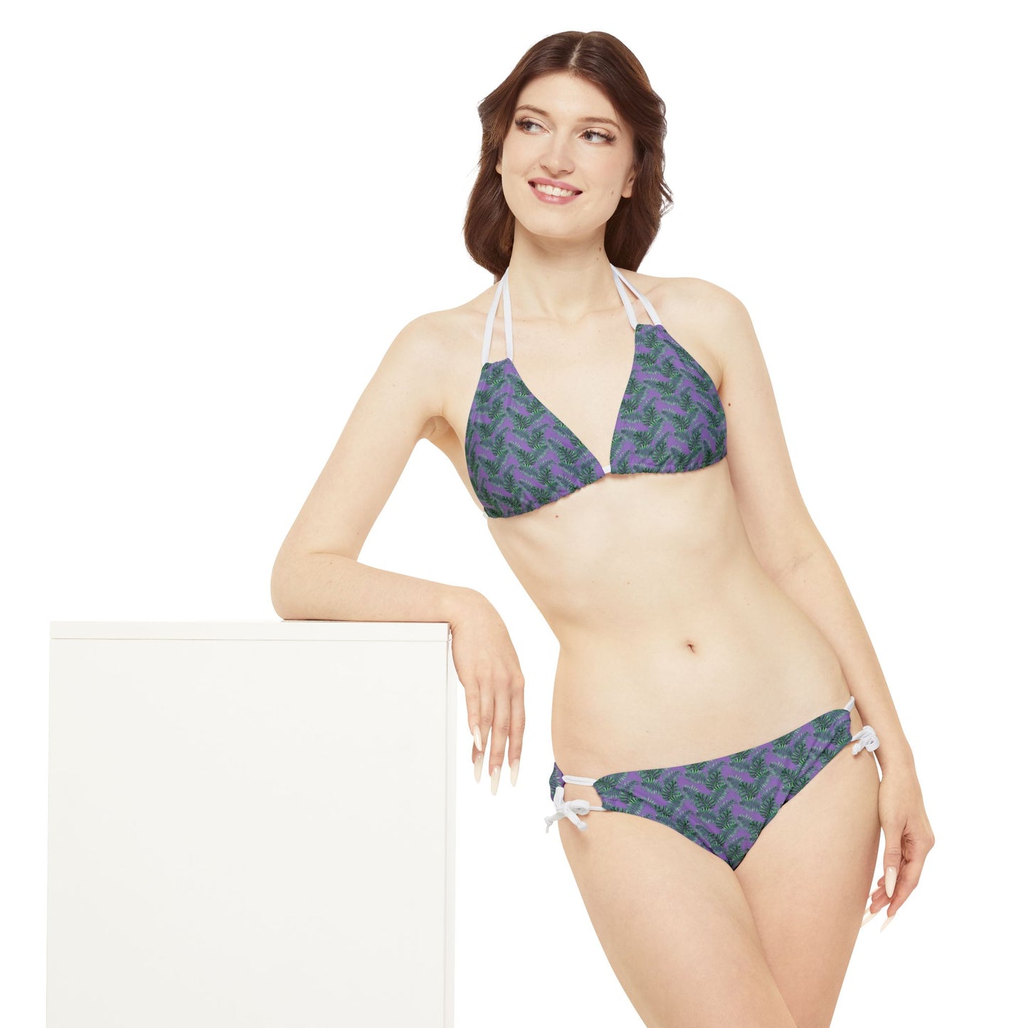 Purple Tropical Bliss Strappy Bikini Set (AOP)- (PY)