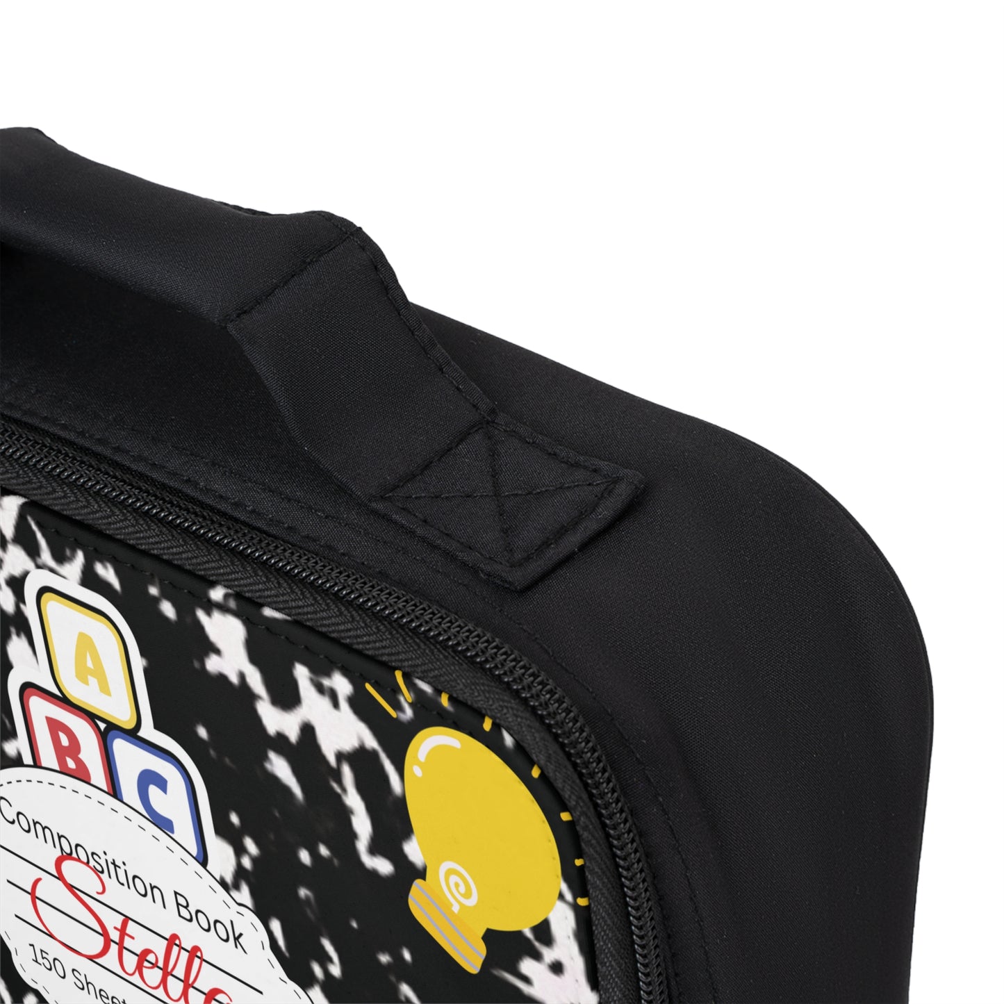 Personalized Black Composition Book Inspired Colorful Kids Lunch Bag for School, Snack Bag, Lunch Tote, Lunchbox, Kids' Bag with Fun Back to School Design
