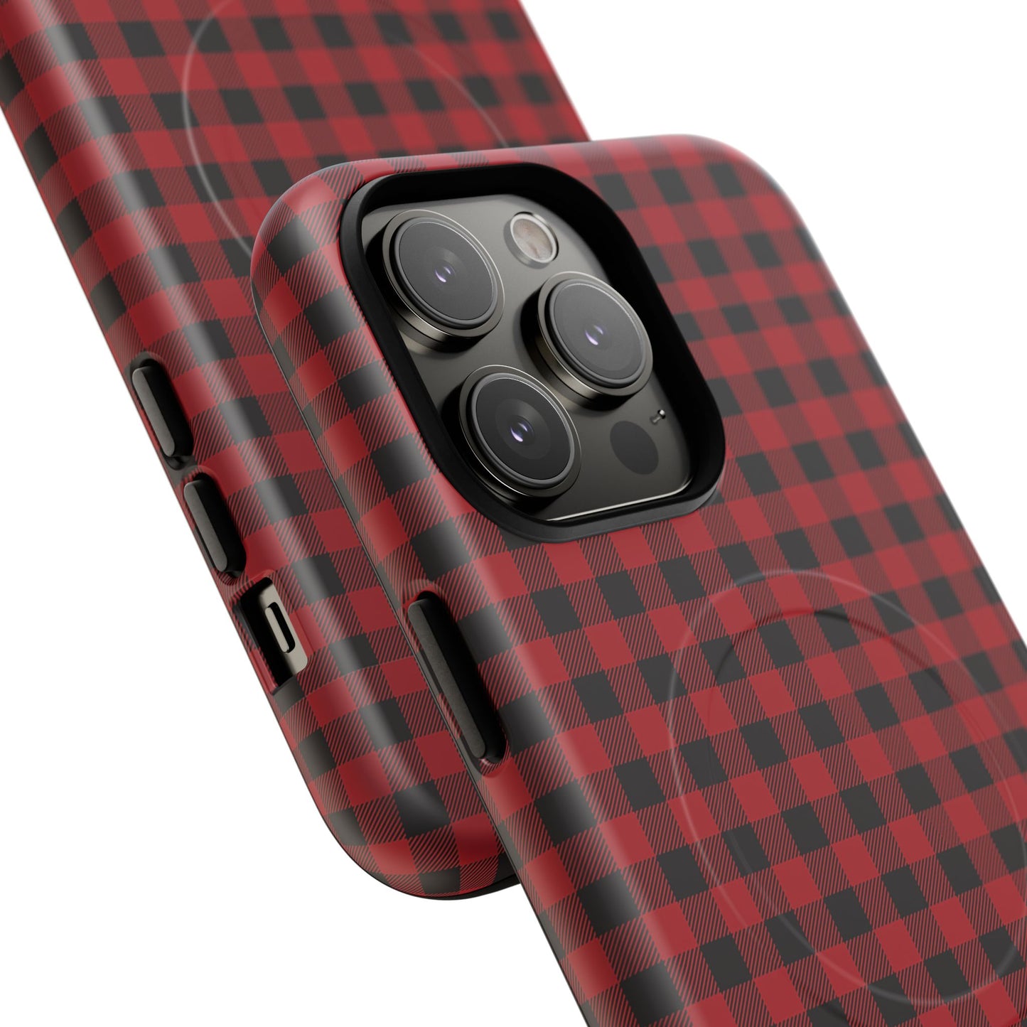 Tough Magnetic Phone Case - Red Plaid, Durable, Stylish Protection for iPhones, Gift for Outdoor Lovers, Unique Phone Cover