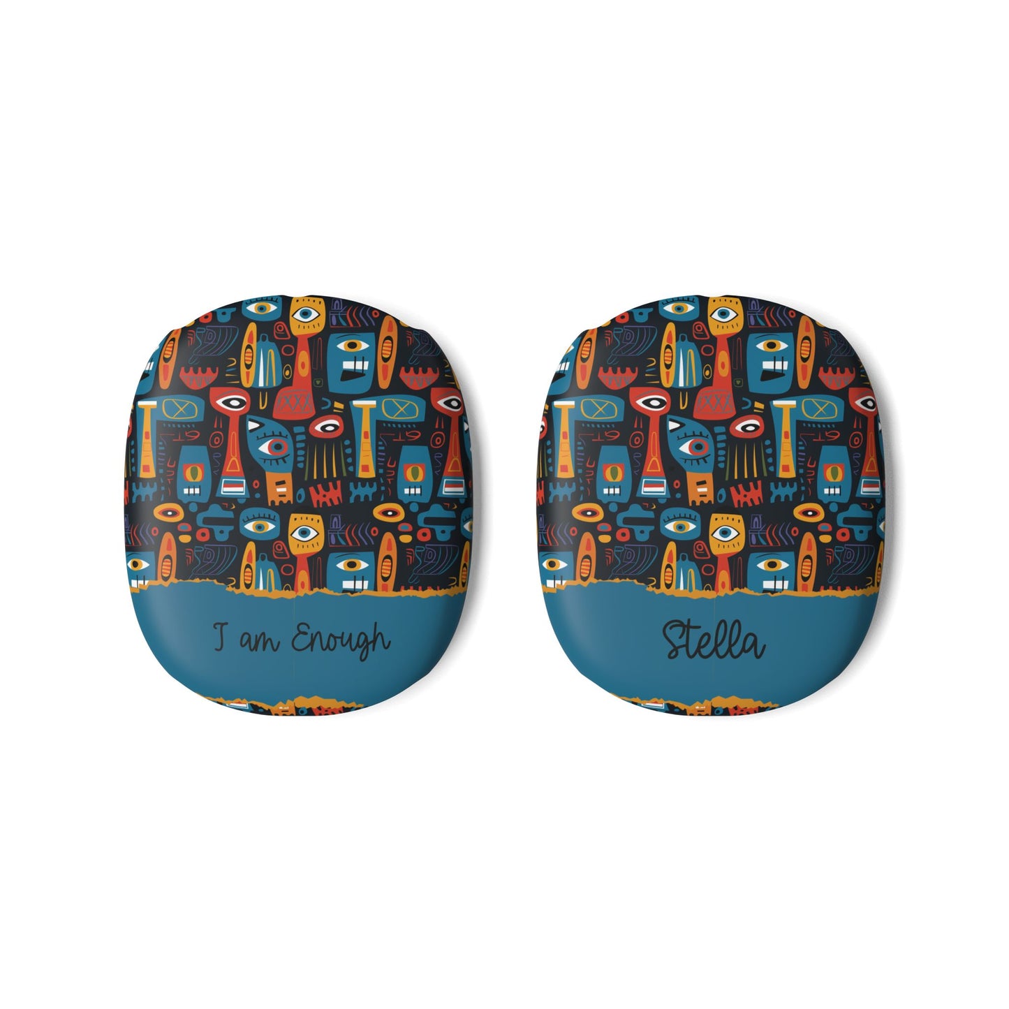 Personalized AirPod Max Case — Colorful Abstract Faces Ear Cup Covers ("I am Enough")
