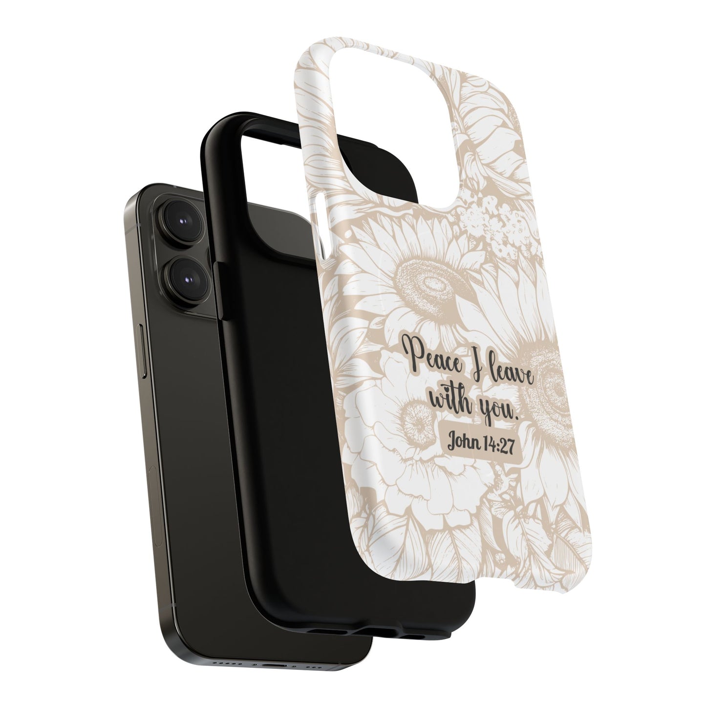 Peace I Leave with You John 14:27,Tough iPhone Magnetic MagSafe® Case Scripture, Sunflower Bible Verse,  iPhone® 13,  14, iPhone 15, iPhone 16, 17, Pro, Pro Max, Plus Cases.