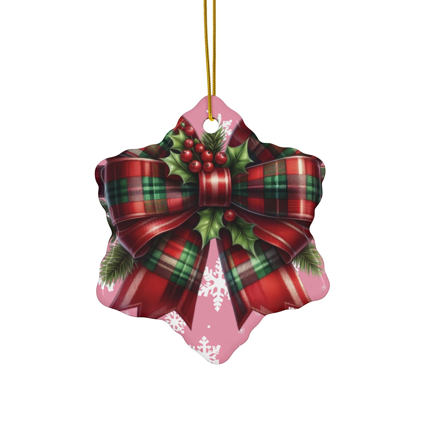 Corquette Bow Ceramic Ornaments, 2-Side Print, (1pc, 3pcs, 5pcs, 10pcs)