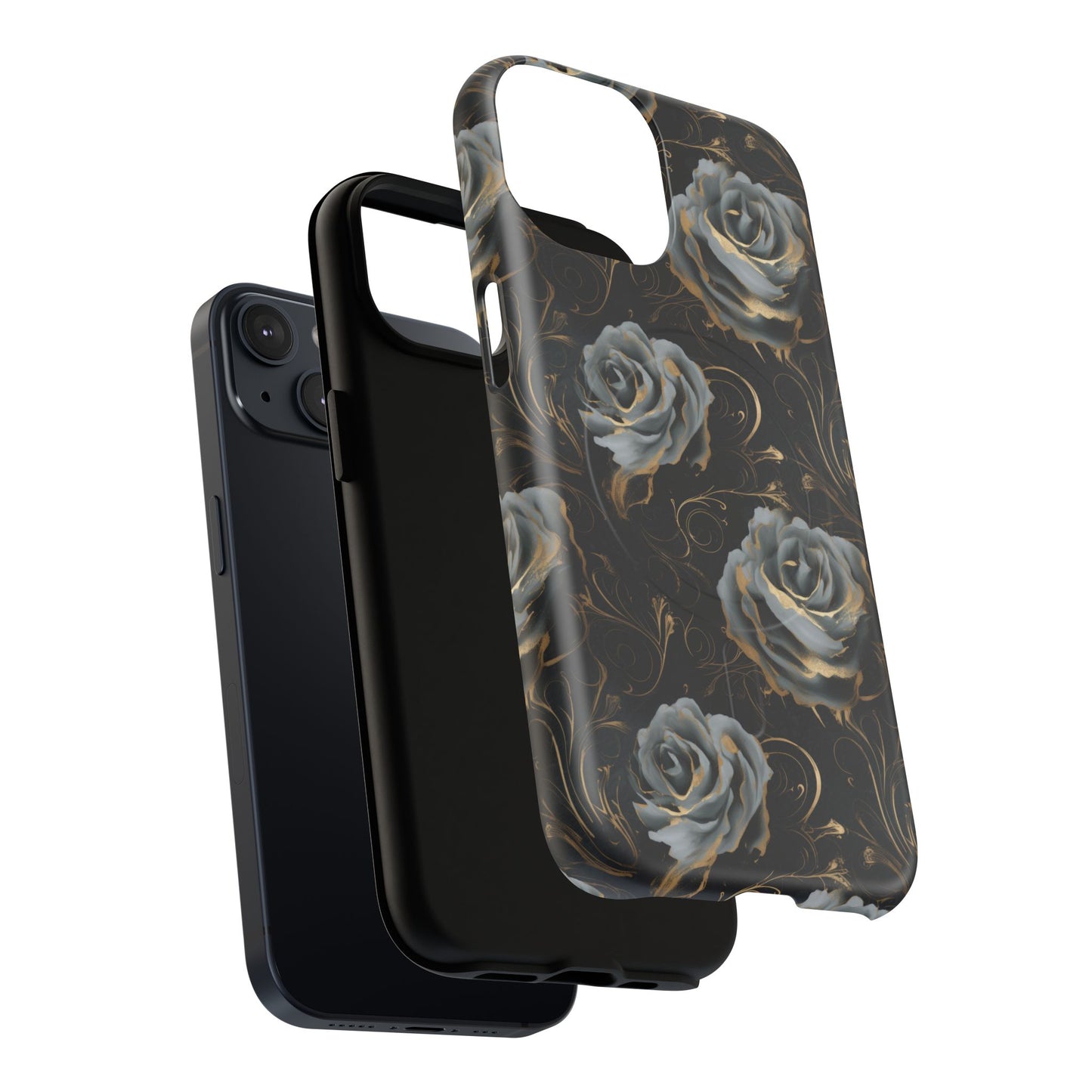 Midnight Bloom Tough iPhone Magnetic Cases,  iPhone 14, iPhone 15, iPhone 16, Pro, Pro Max, Plus MagSafe Case, Protective Tech Accessories, Gift for Her, Floral Design