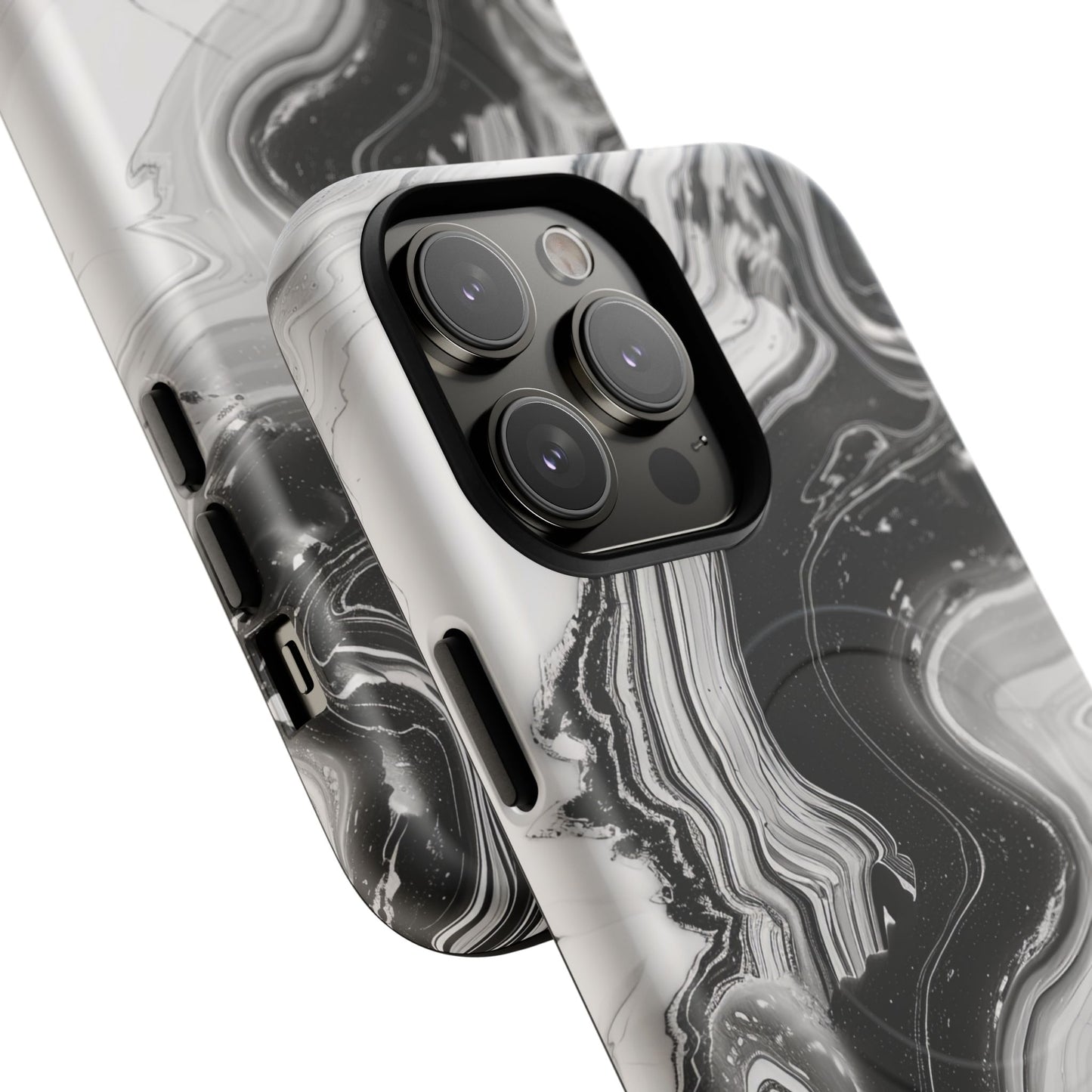 Black Marble Magnetic iPhone Case for Tough Protection, Stylish iPhone Mobile Accessory, Fashionable Gift, Unique Marble iPhone Design, Durable Smartphone Cover