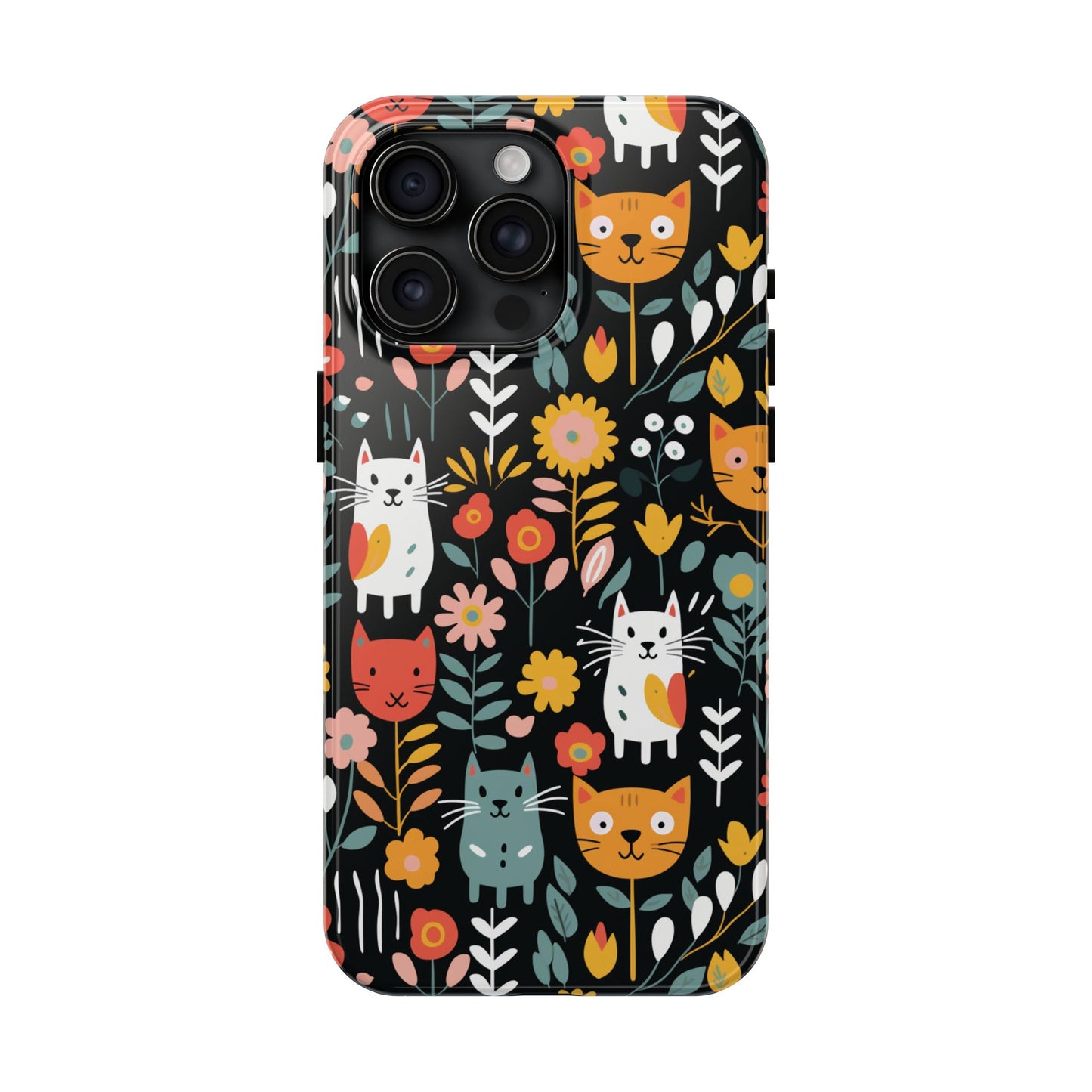 Whimsical Feline Garden iPhone and Samsung Tough Phone Cases