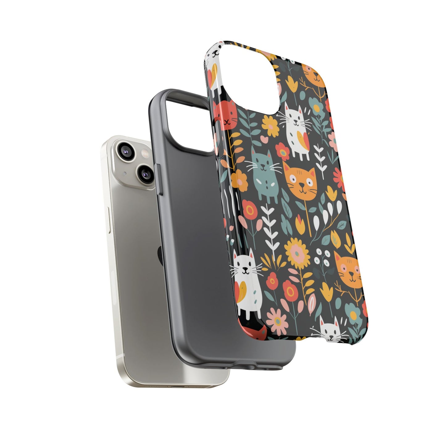 Whimsical Feline Garden iPhone, Samsung or Google Pixel Tough Cases