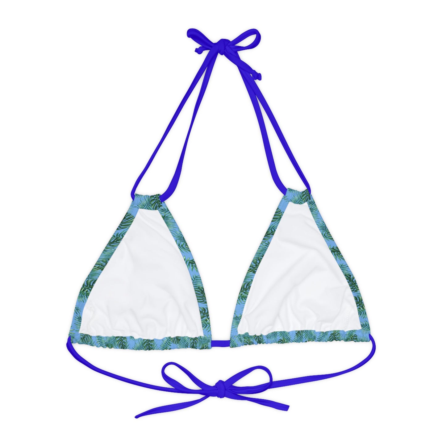 Blue Tropical Bliss Strappy Triangle Bikini Top (AOP)- (PY)