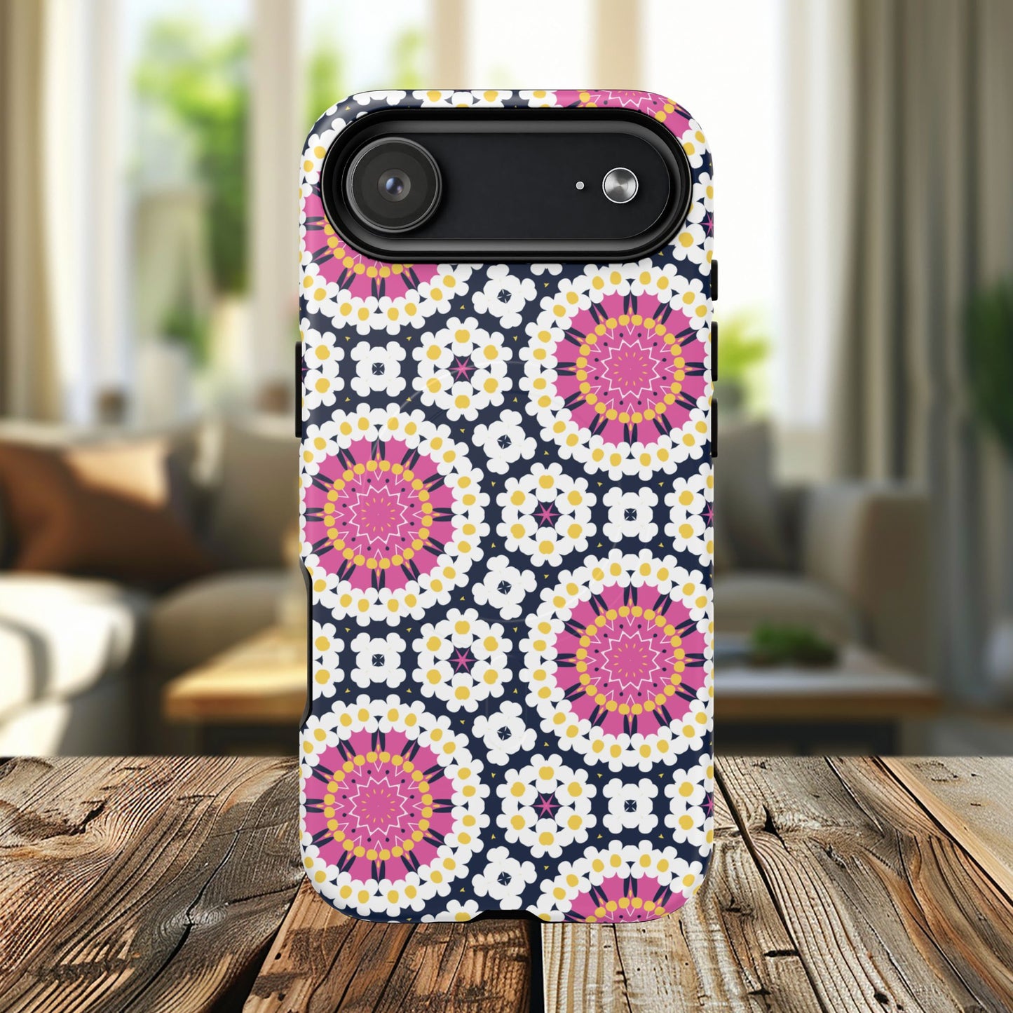 Petal Prism Pop Tough Magnetic iPhone Case, Tough Protection, Unique Design, Gift for Her, iPhone Accessories, Boho Style, Floral MagSafe Accessory.