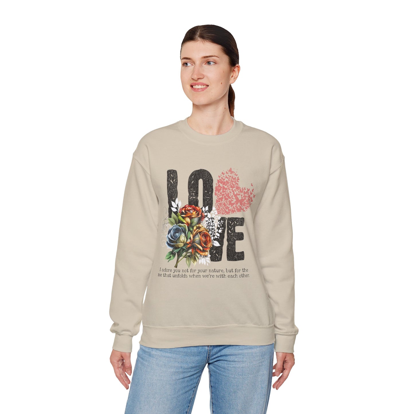 Love Always Gildan Crewneck Sweatshirt - Floral Design for Couples