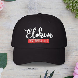 Classic Embroidery Dad Cap with 'ELOHIM, GENESIS 1:1' - Faith-Based Hat, Casual Wear, Gift for Dad, Christian Accessory, Summer Fashion