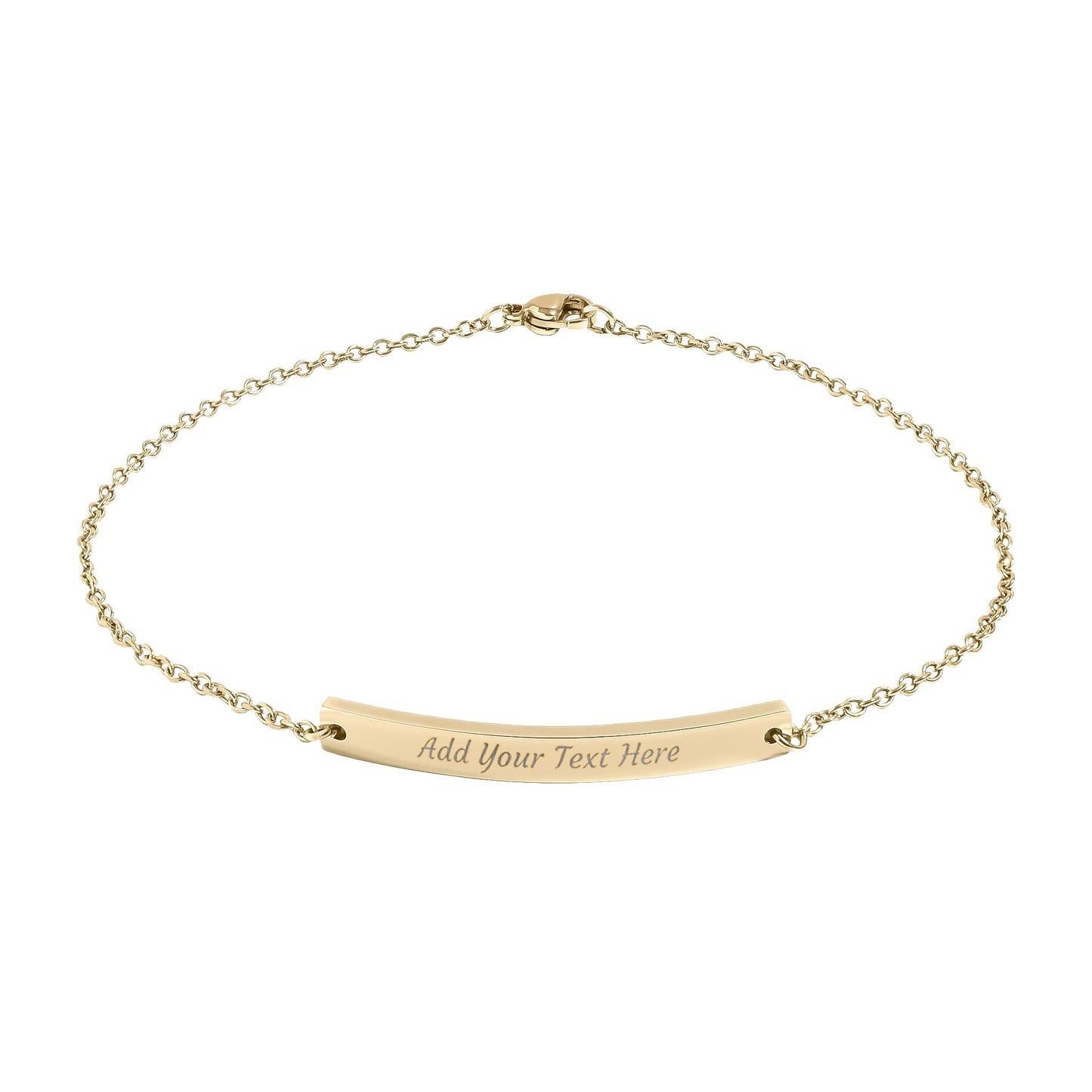 Engravable Curved Bar Anklet — Personalized Minimalist Gold & Black Anklet