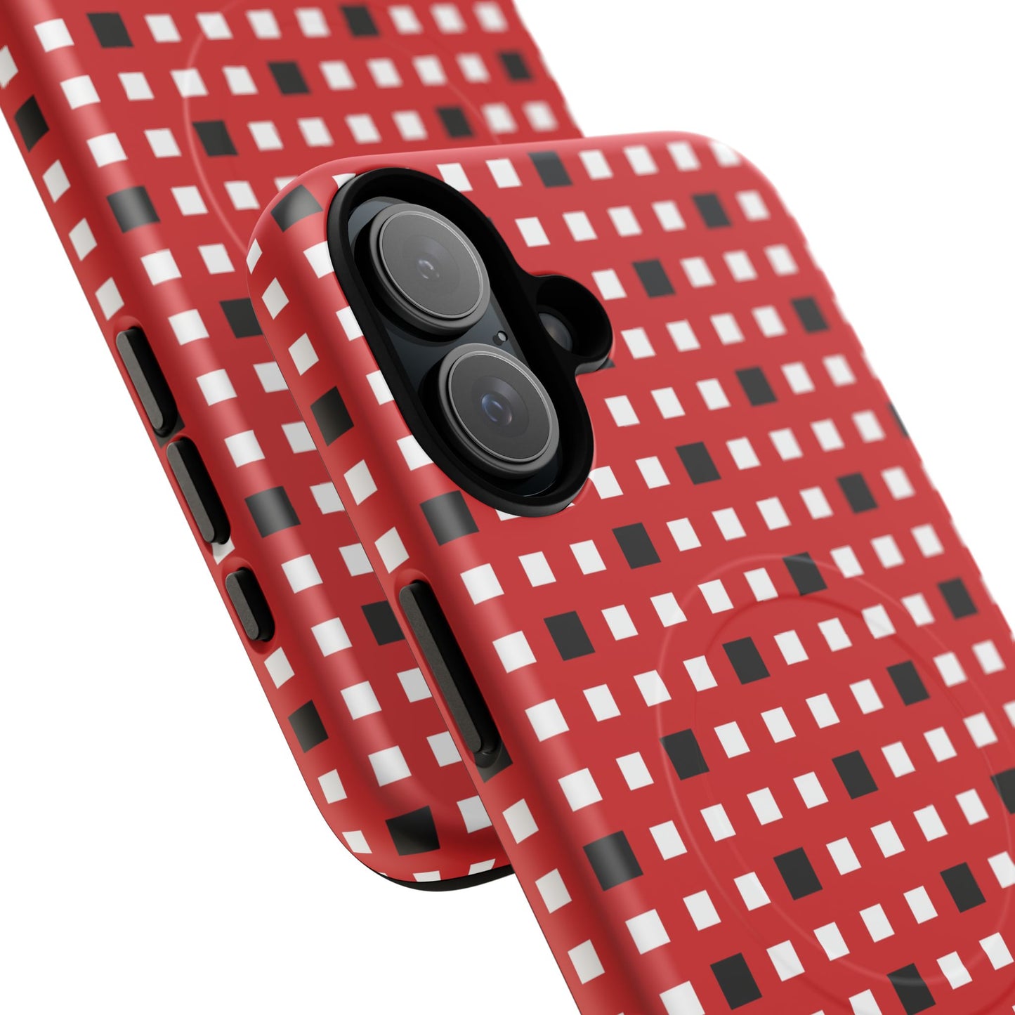 Crimson Gridlock Tough iPhone Magnetic Cases, Durable iPhone Accessories, Gift for Tech Lovers, Modern Design