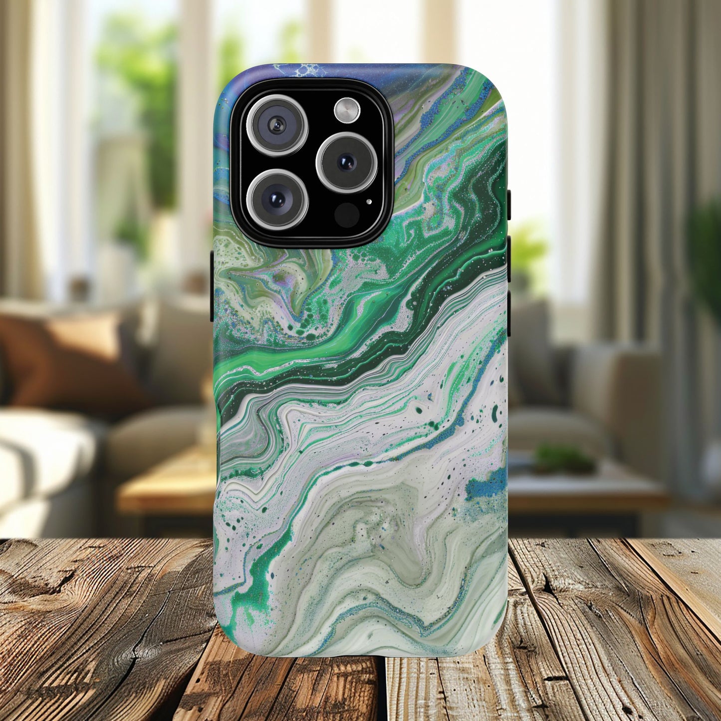 Marbled Tough iPhone Case, Magnetic Protector, Stylish Tech Accessory, Durable iPhone Cover, Unique Gift Idea