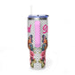 40oz Floral Butterfly Tumbler — Personalized "Name and Affirmation" Vacuum Insulated Cup