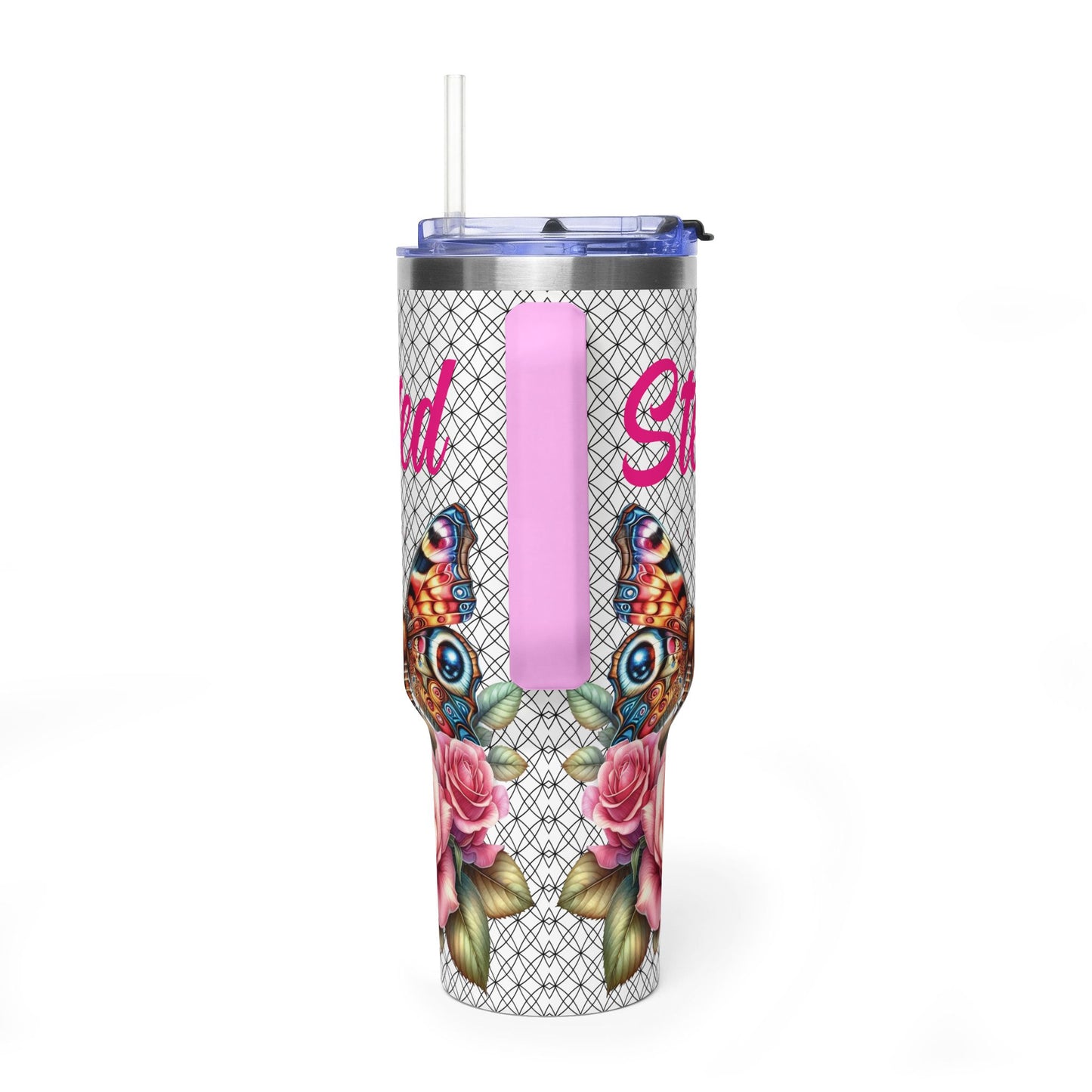 40oz Floral Butterfly Tumbler — Personalized "Name and Affirmation" Vacuum Insulated Cup
