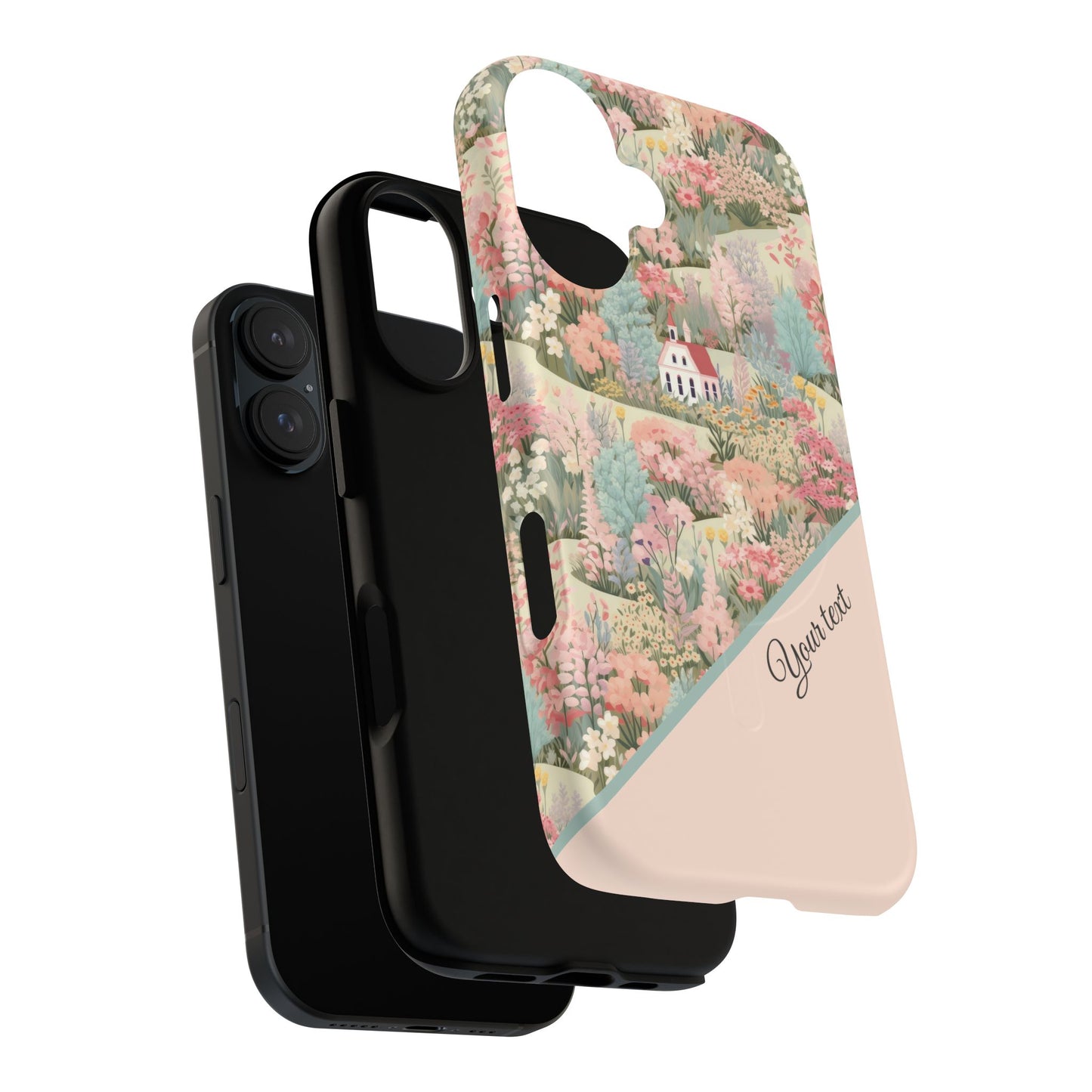 Blush Bloom Village Tough Magnetic MagSafe®Case, Durable Protection, Unique Gift for Nature Lovers,  iPhone® 13, 14, 15, 16, 17, Pro, Pro Max, Plus Cases.