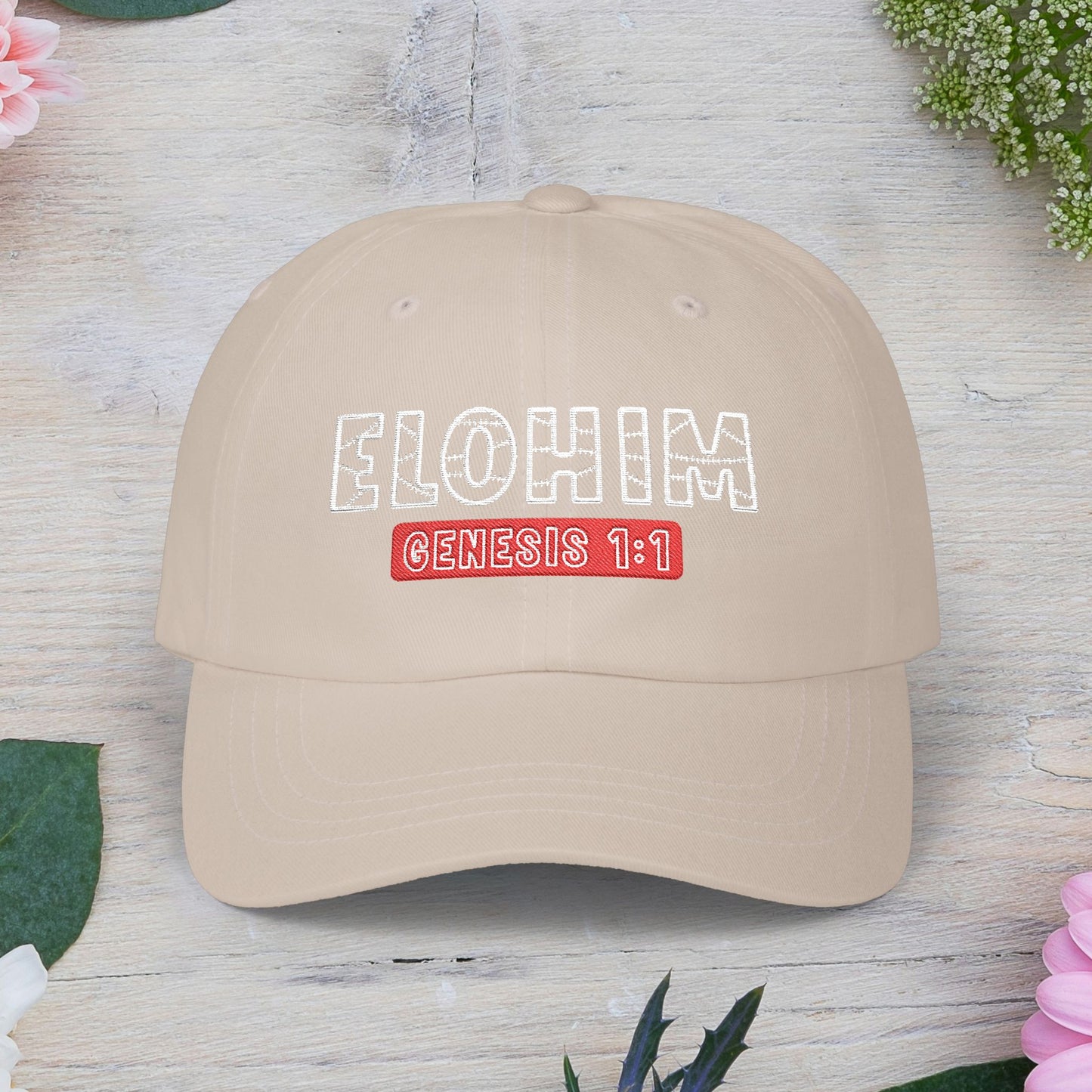 Classic Embroidery Dad Cap with 'ELOHIM, GENESIS 1:1' - Faith-Based Hat, Casual Wear, Gift for Dad, Christian Accessory, Summer Fashion