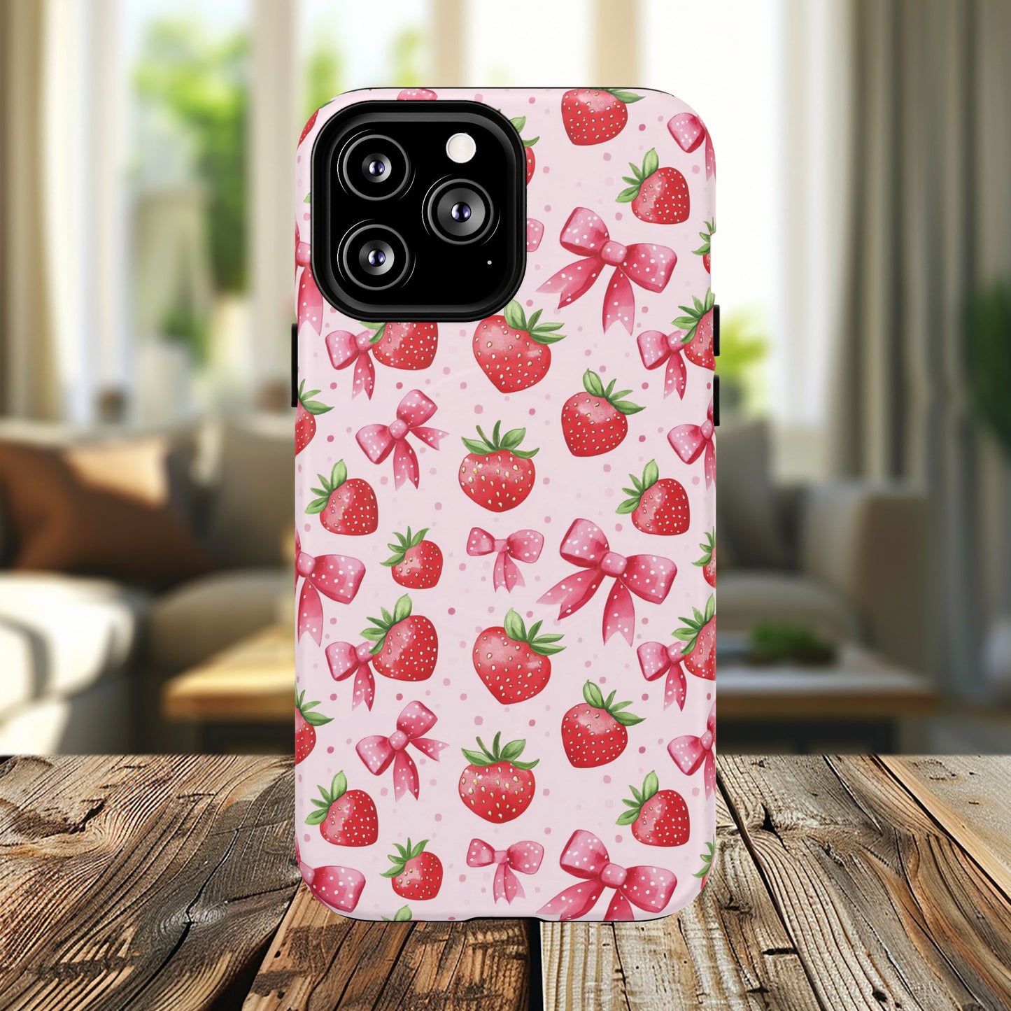 Strawberry Blush Coquette Magnetic Tough iPhone Cases - Funky Fruit Cases, Floral iPhone Cover, Trendy Gifts, iPhone Accessories, Strawberry Lover