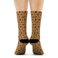 Winter Wonderland Brown Crew Socks - Soft & Elastic Polyester/Spandex Blend - One Size Fits All