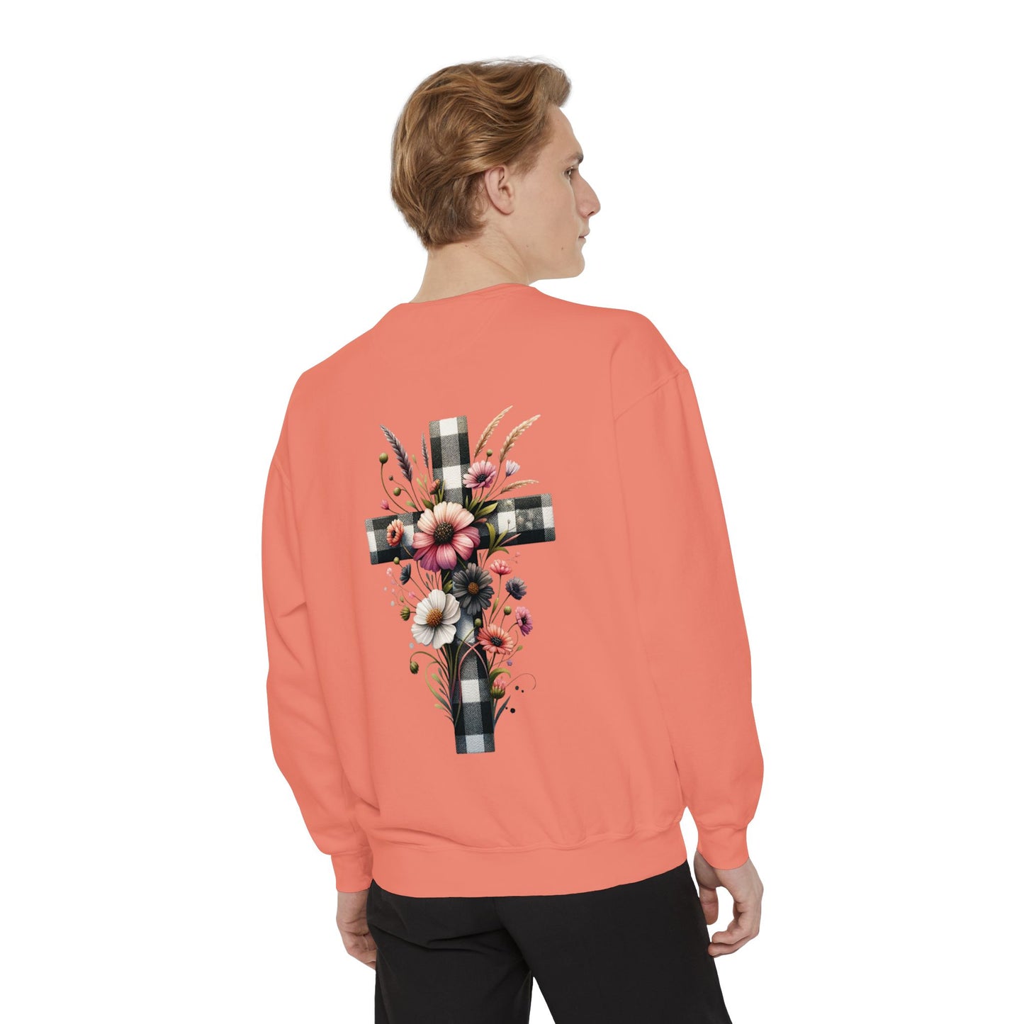 Faith and Floral Cross Unisex Garment-Dyed Sweatshirt