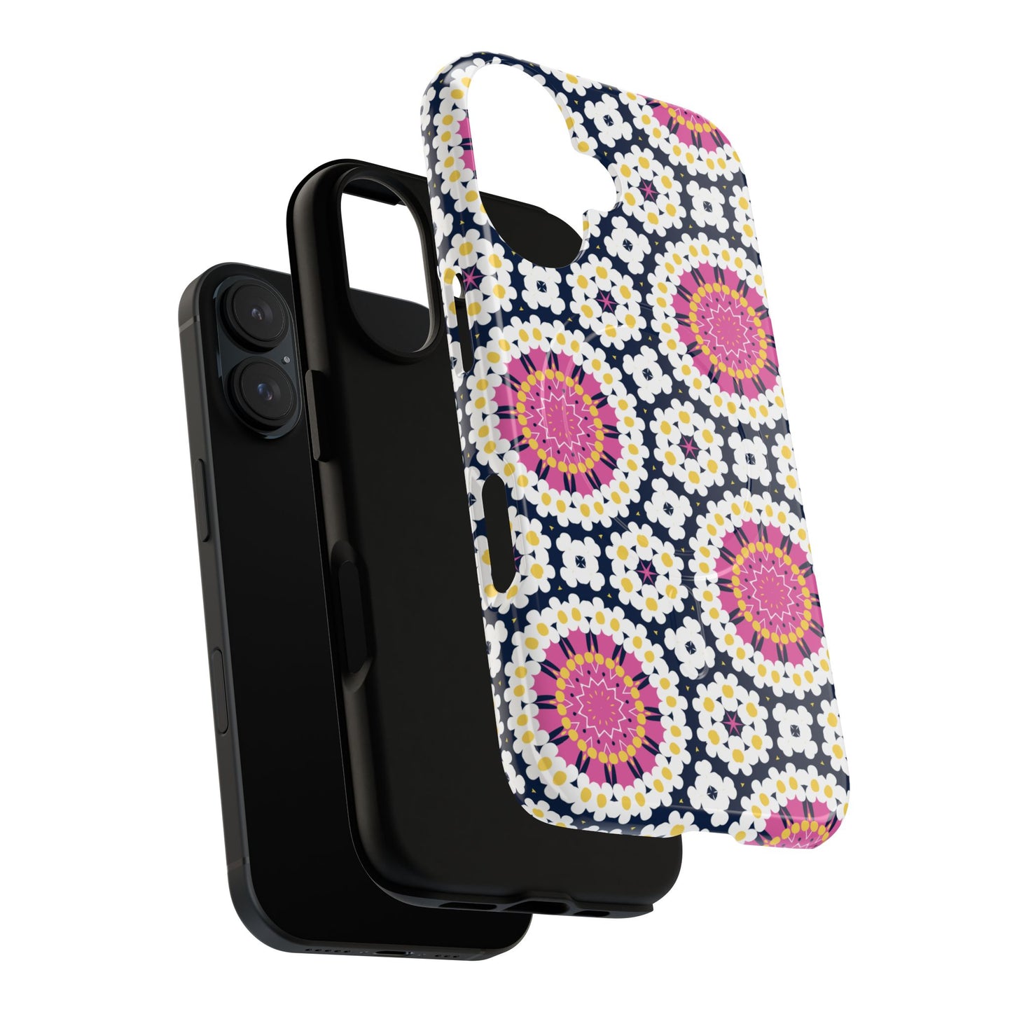 Petal Prism Pop Tough Magnetic iPhone Case, Tough Protection, Unique Design, Gift for Her, iPhone Accessories, Boho Style, Floral MagSafe Accessory.