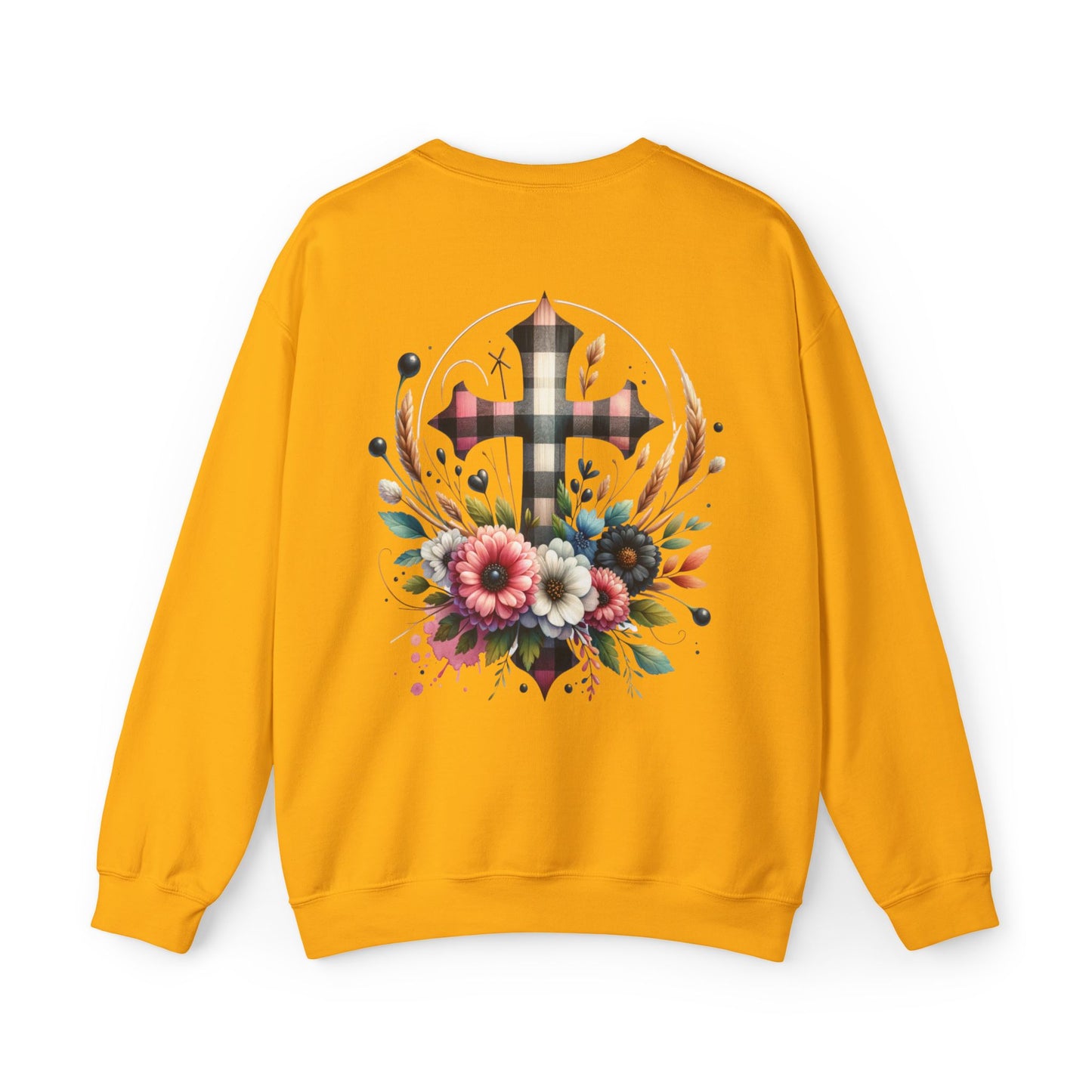 Faith and Floral Cross Unisex Heavy Blend Crewneck
