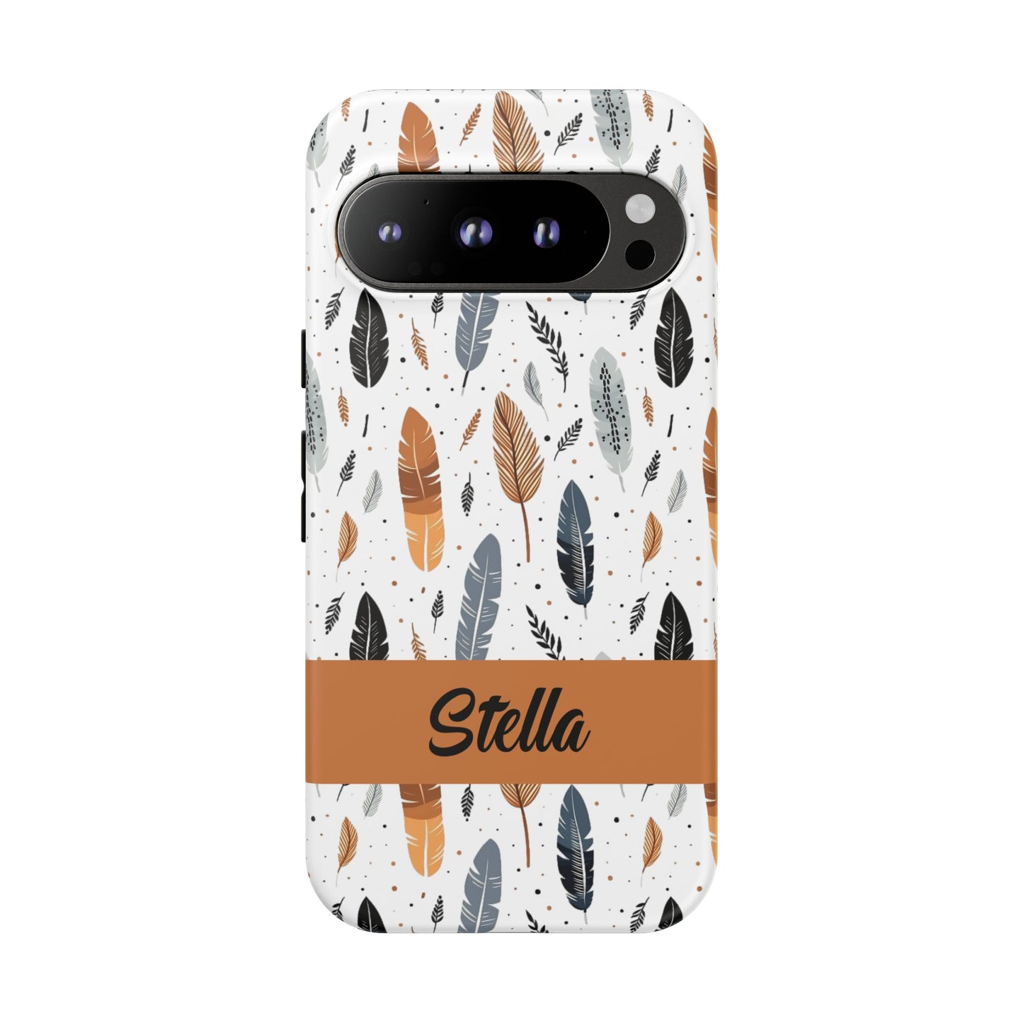 Personalized Whispering Feathers Samsung, Google Pixel and iPhone Case, Custom Name Case.