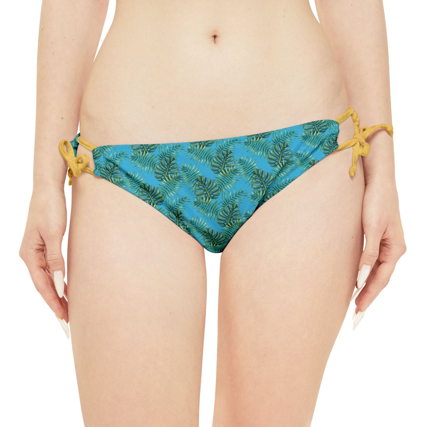 Blue Tropical Bliss Loop Tie Side Bikini Bottom (AOP)