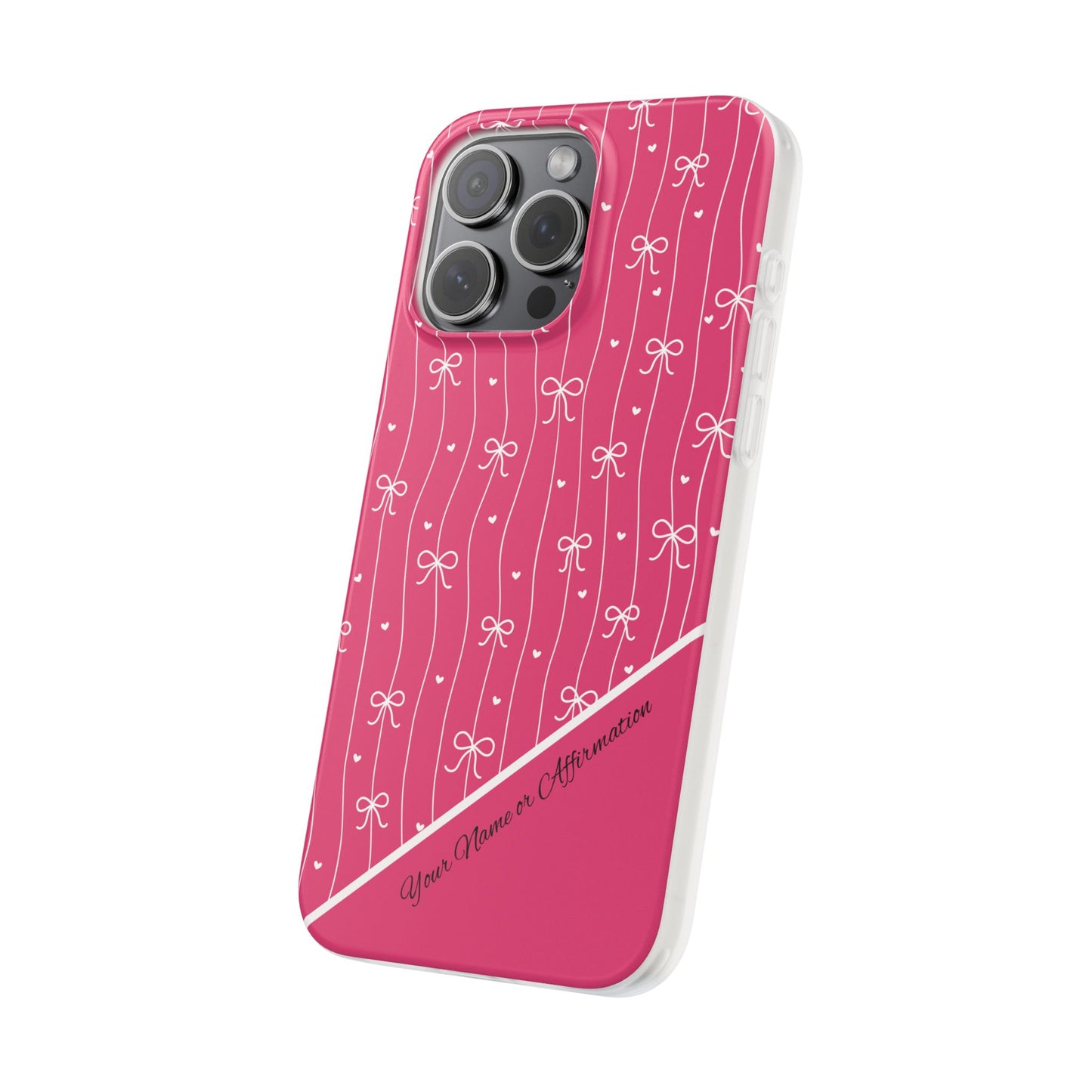 Personalized Pink Bow Coquette Slim Flexi iPhone and Samsung Cases — Custom Name or Affirmation