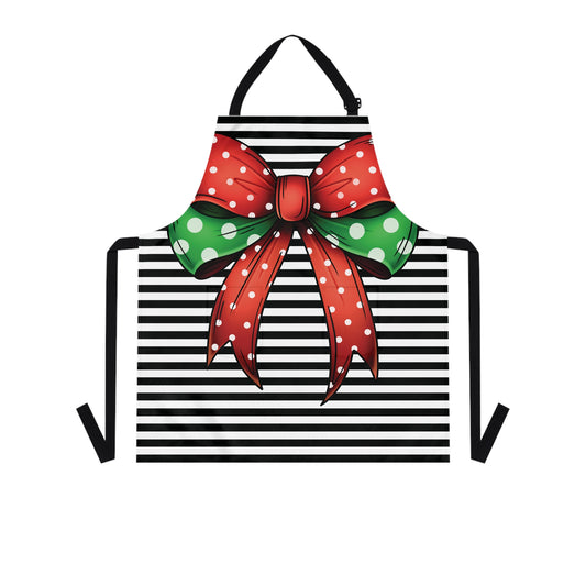 Striped Red Polka Dot Bow Grilling Apron AOP.