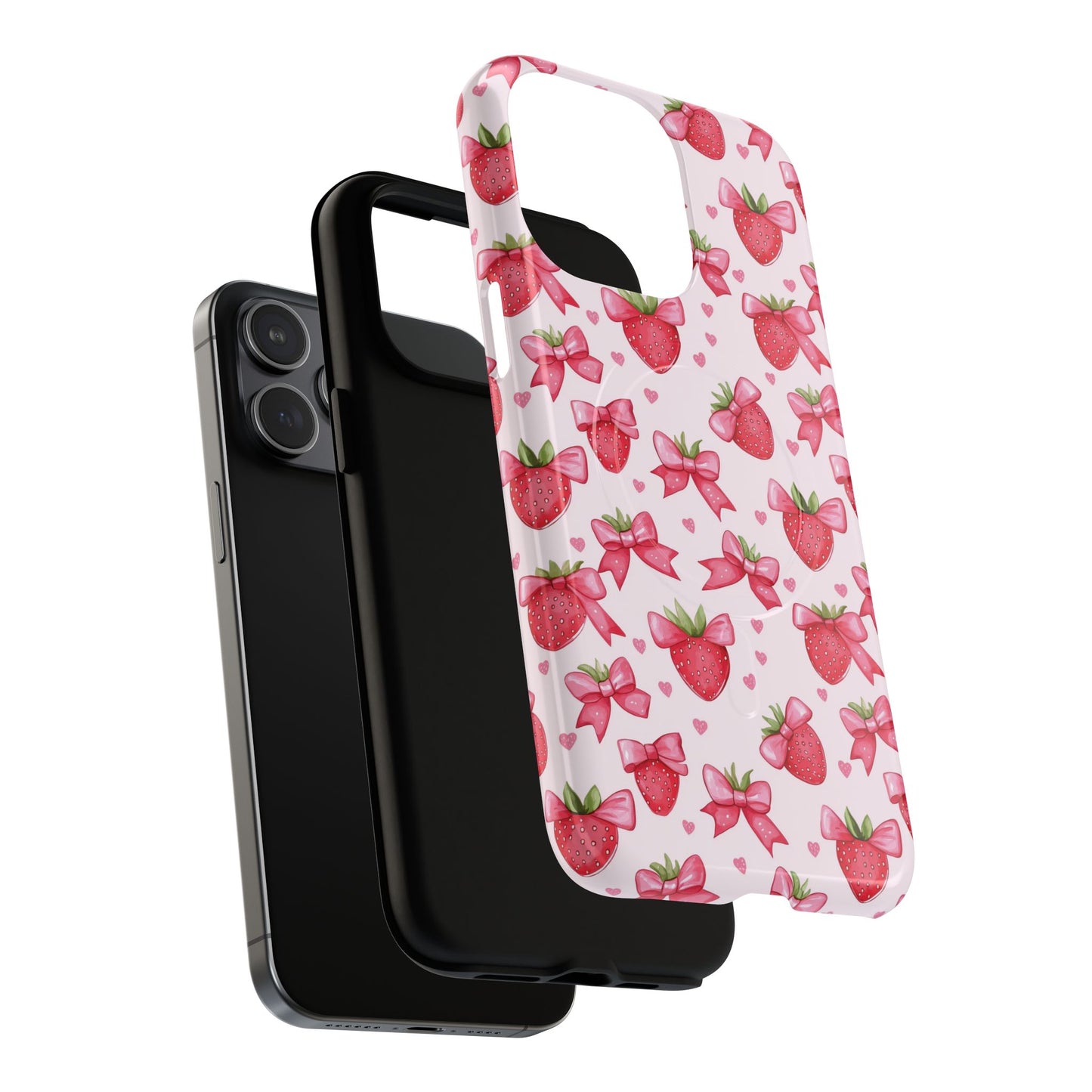 Strawberry Coquette Sweetheart Magnetic iPhone Case, Cute iPhone Cover, Gift for Her, Floral Tech Accessory, Stylish Protection, Mother's Day Gift