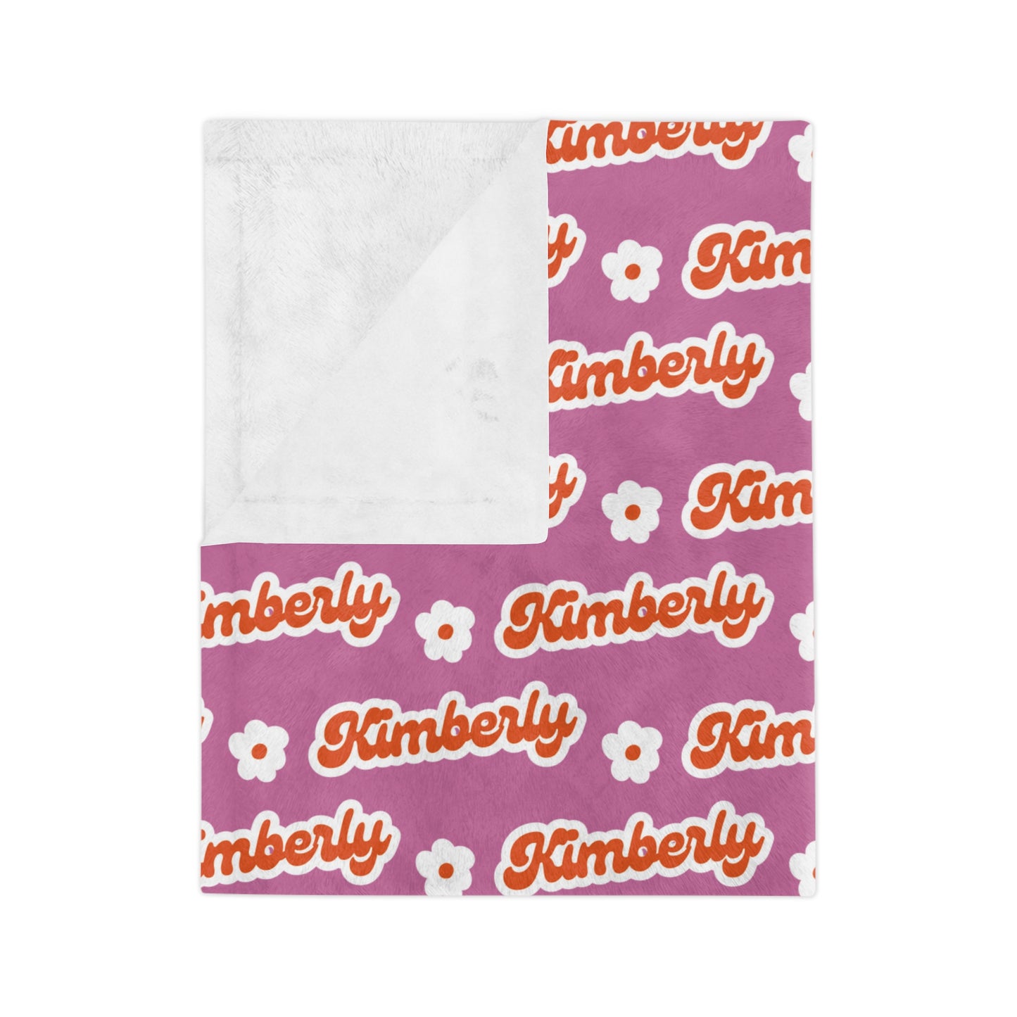 Personalized Name Velveteen Microfiber Blanket — Black Patterned Name Script Cozy Throw