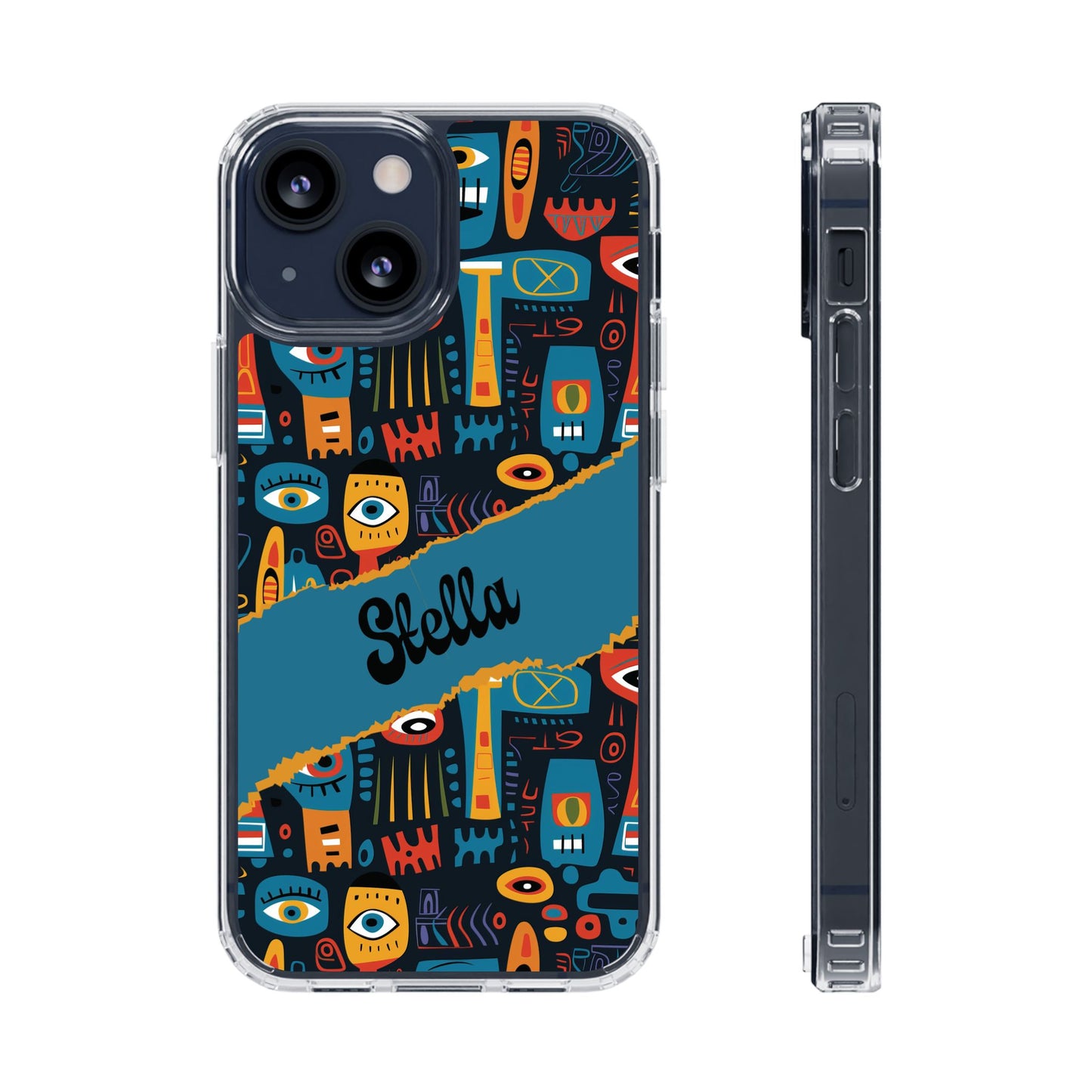 Phone Case — Colorful Abstract Faces Clear Impact-Resistant Case