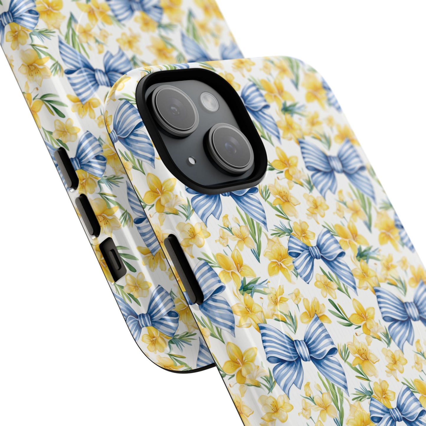 Sunshine Blue Coquette Bows Tough iPhone Magnetic Case for iPhones, Cute iPhone Cover, Spring Gift, Durable Case, Custom iPhone Protection