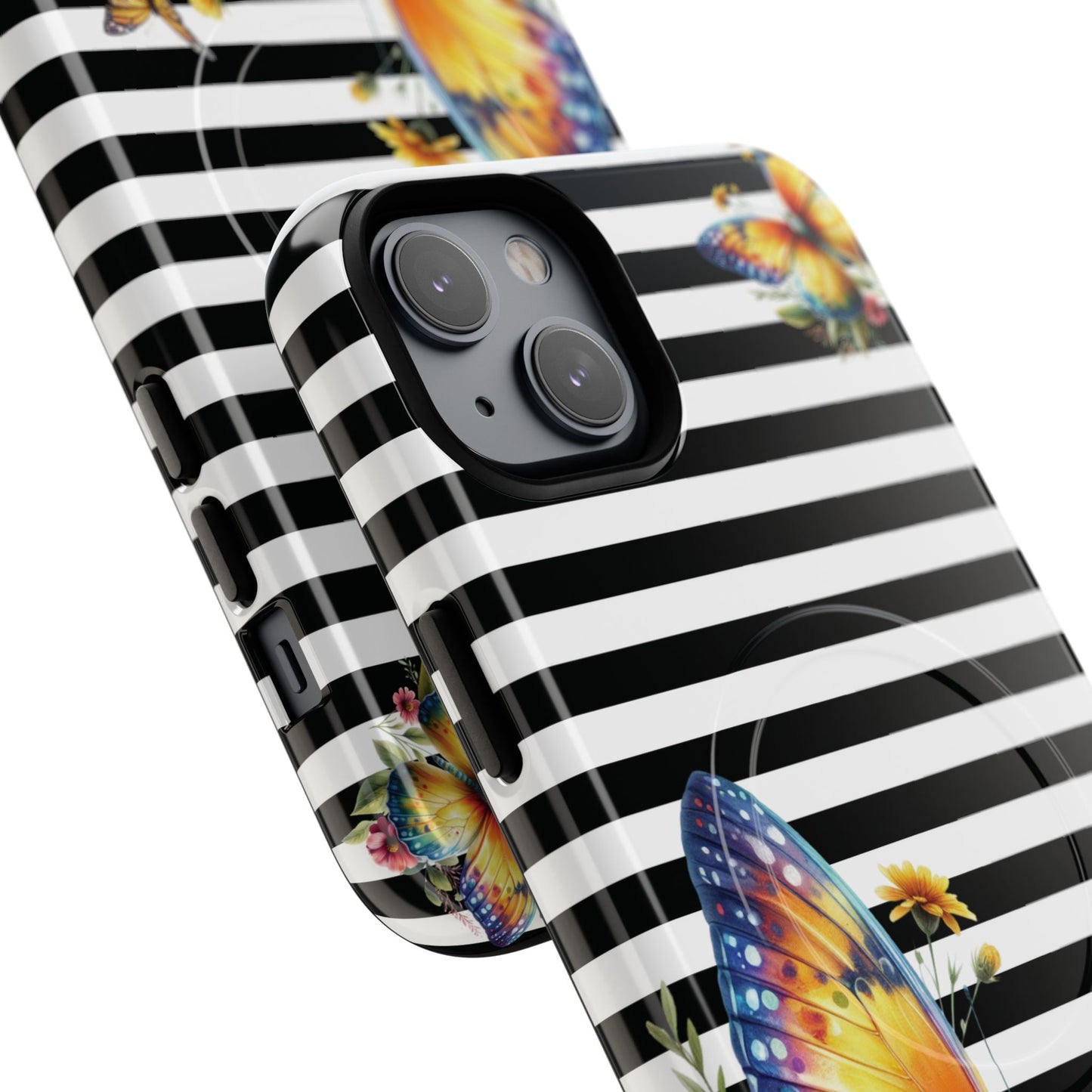 Botanic Flight Tough iPhone Magnetic Cases, Floral iPhone Cover, Stylish Tech Accessory, Gift for Nature Lovers, Butterfly Design, Unique Phone Protector