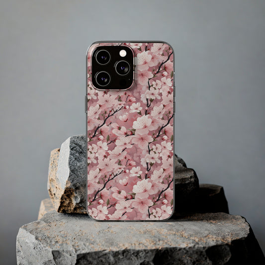 Cherry Blossom Clear Silicone iPhone Cases