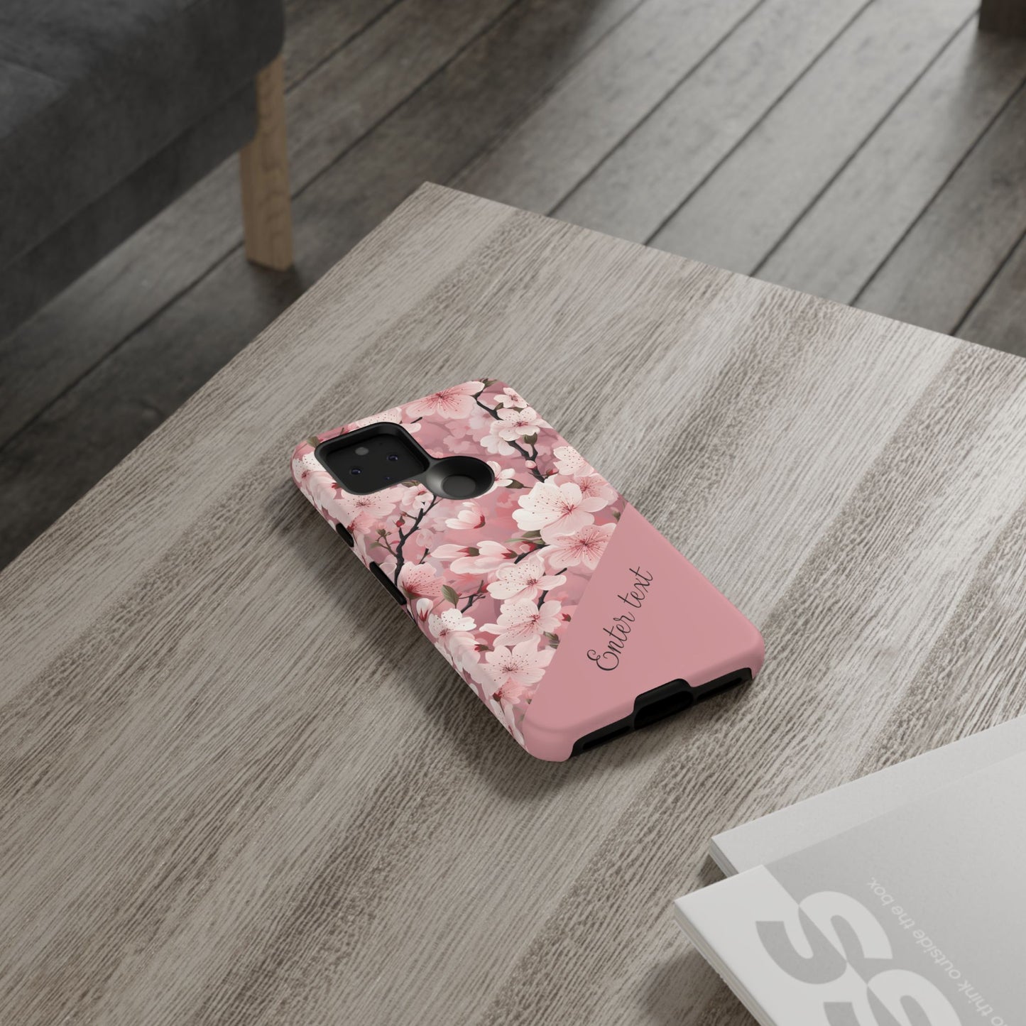 Personalized Cherry Blossom Tough Phone Case — Pink Floral Protective Case for Samsung & Google