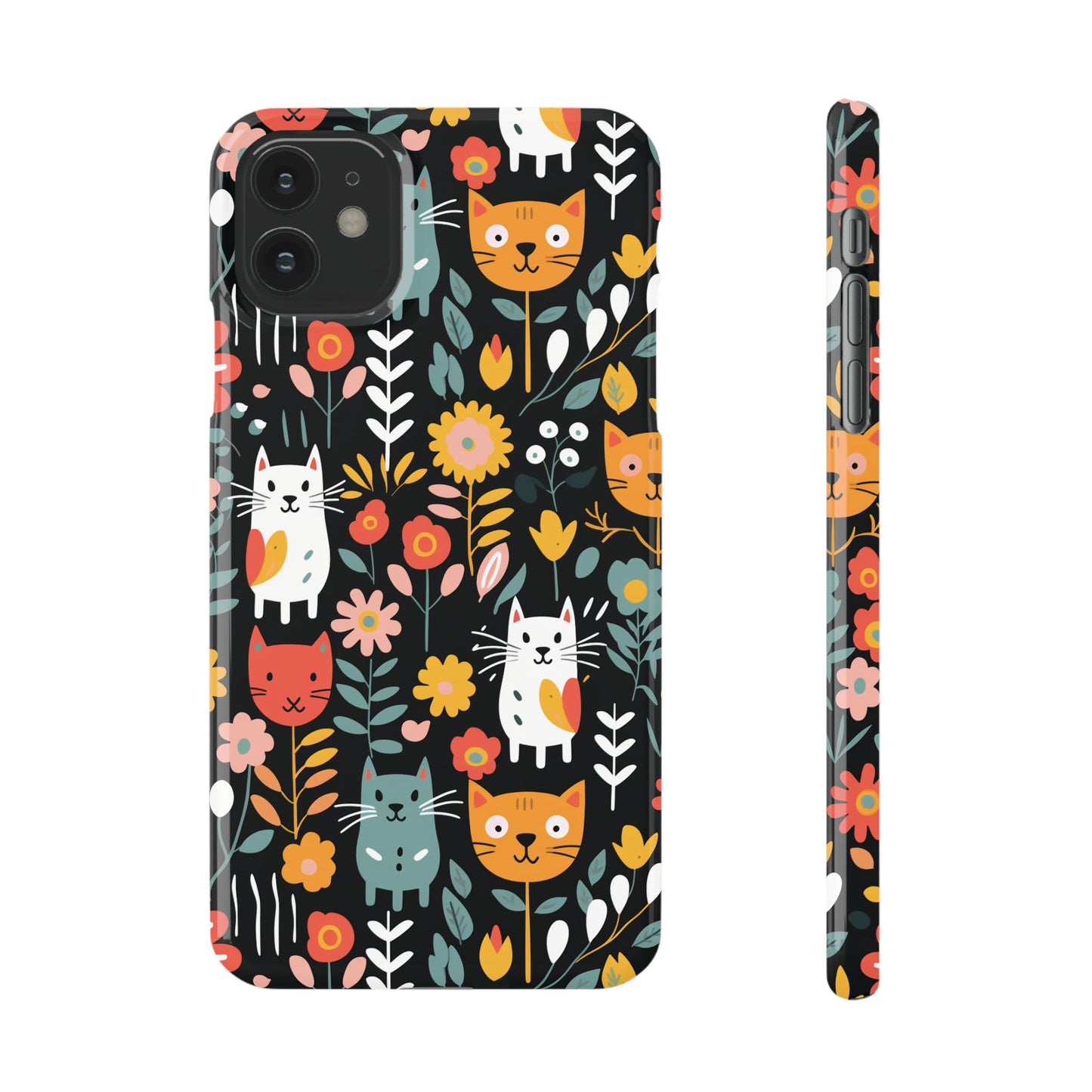 Whimsical Feline Garden Slim Cases for iPhone and Samsung Phones