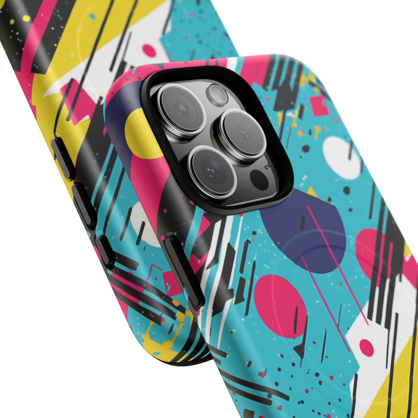 Retro Pop Vibes Magnetic iPhone Case with Abstract Design, Tough iPhone Cover, iPhone Accessory, Gift for Tech Lovers, Trendy iPhone Protector